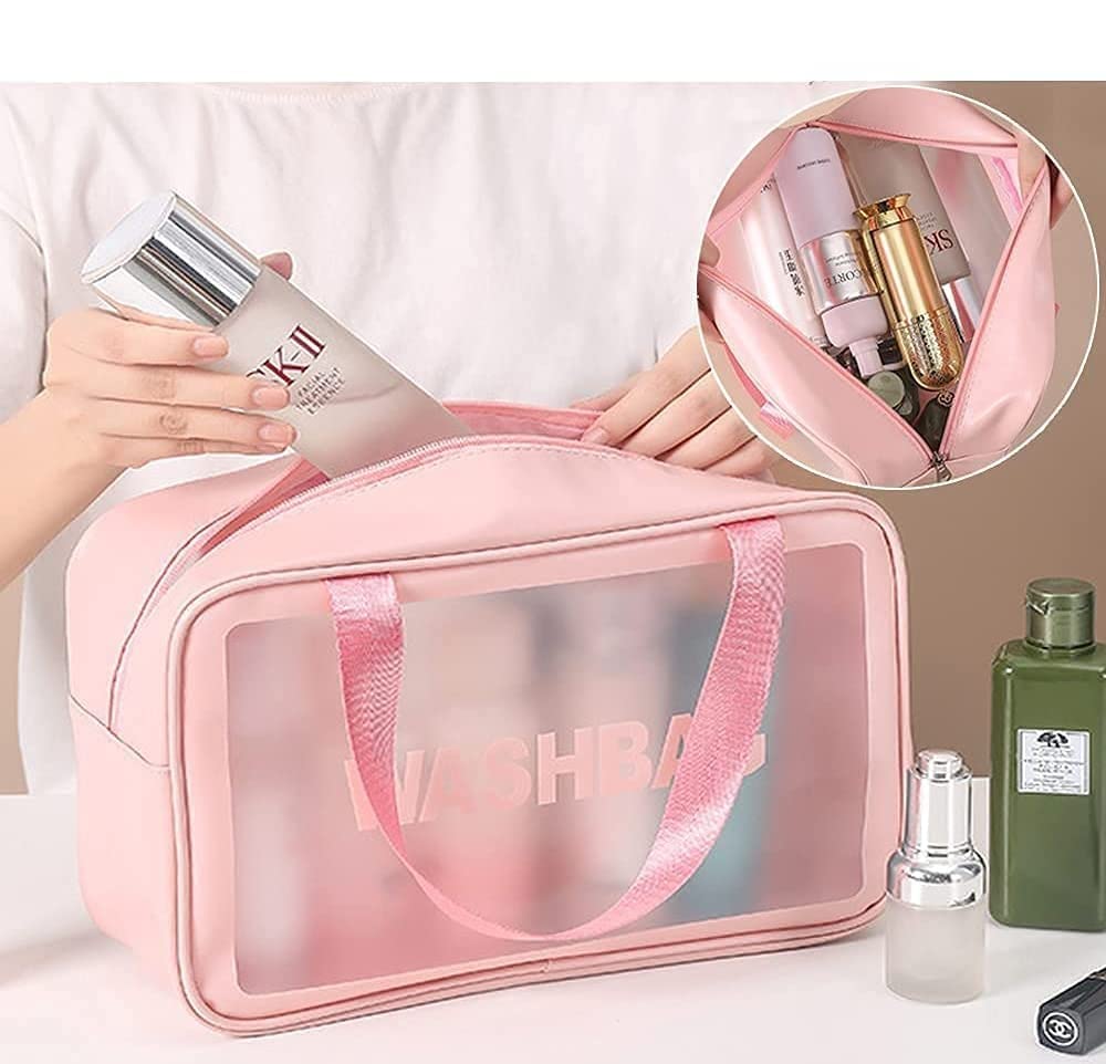 HIMART 3-Piece Pink Makeup Pouch Set for Women - Travel & Home Organizer