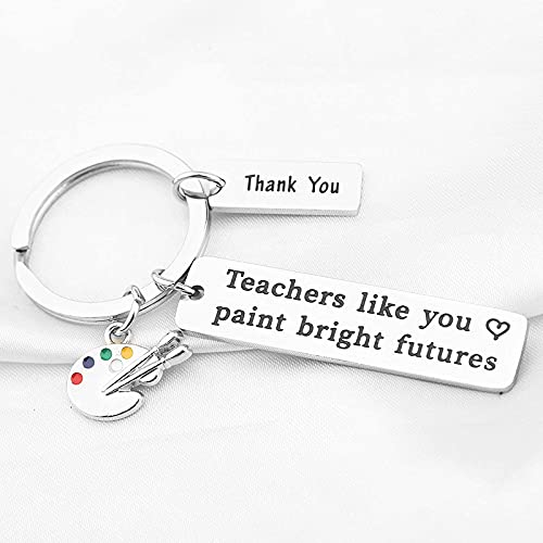 Art Teacher Thank You Keychain - Birthday Christmas Graduation Gift for Painting Coach & Mentor