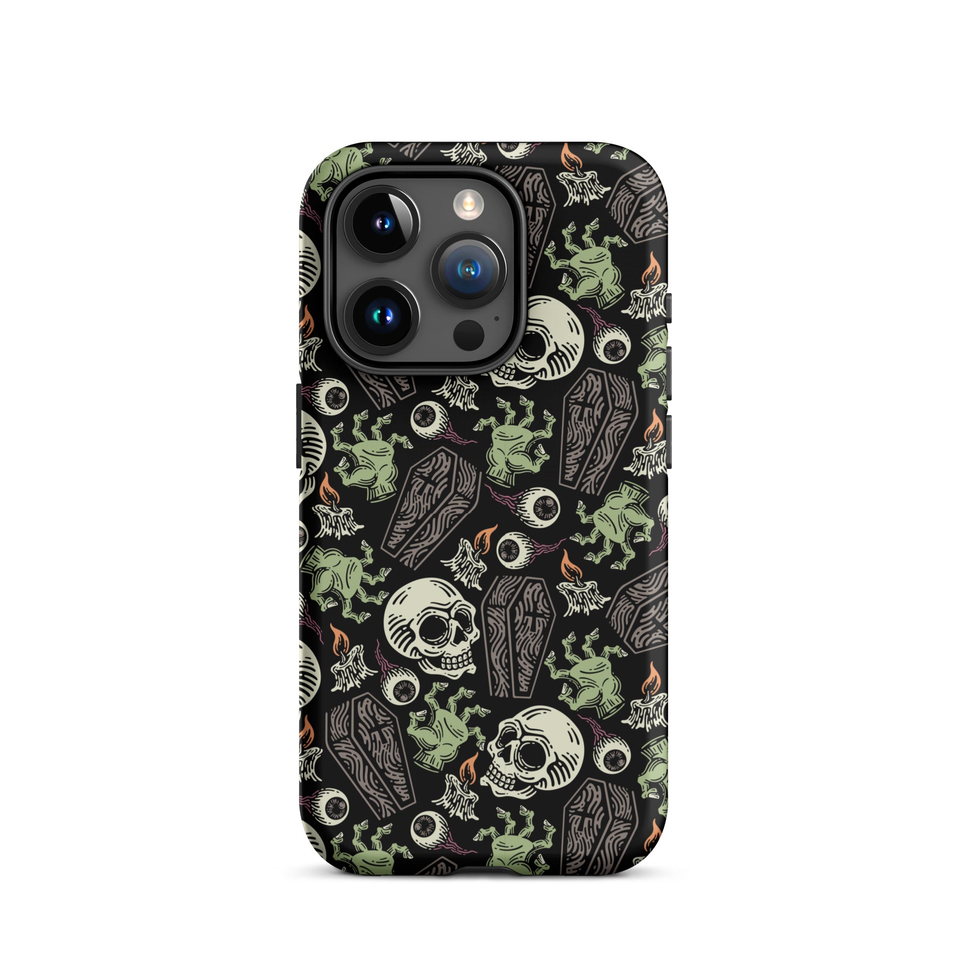 Premium Skeleton Horror iPhone Case - Durable Shockproof Protection for iPhone 12/13/14/15 Pro Max - Gothic Halloween Aesthetic Phone Cover for Parties & Cosplay