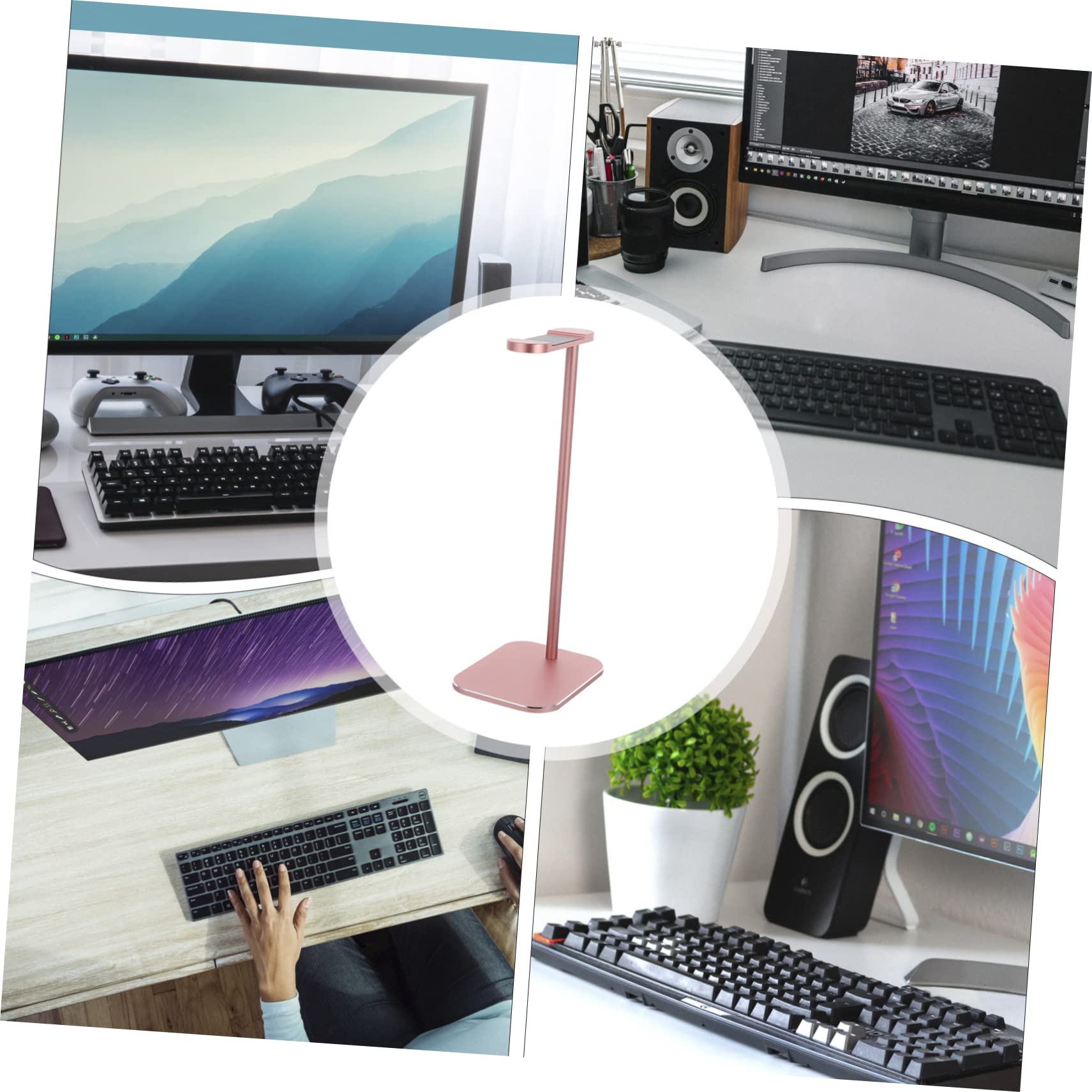 Angoily 2 Pack Aluminum Alloy Headphone Stand - Premium Desktop Headset Holder with Non-Slip Base for Gaming, Office & Home Organization (Z9 Shelf)