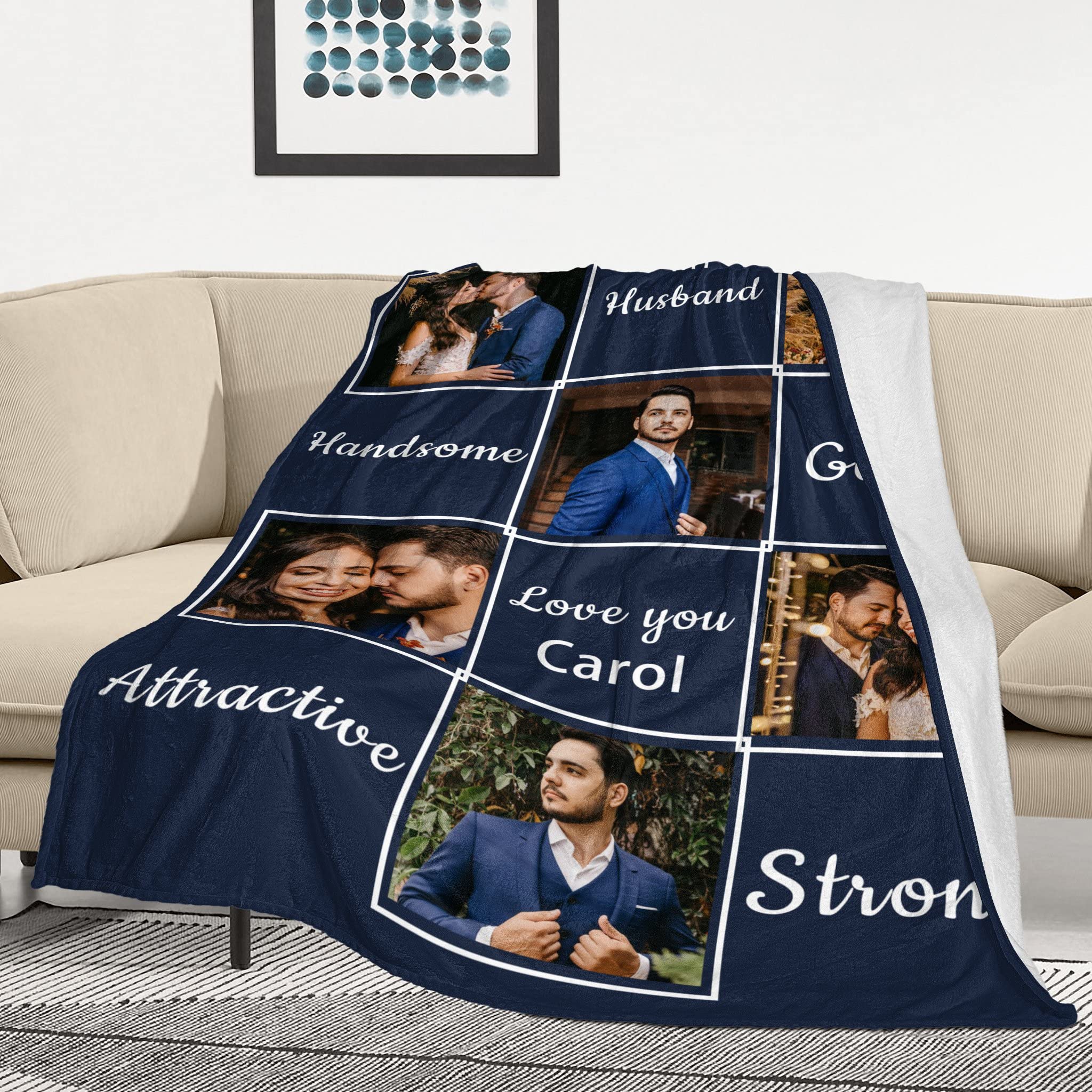 Personalized Anniversary & Birthday Gifts for Husband - Custom Couple Blankets with Names - Romantic Valentines Day & Wedding Presents for Him - Perfect for Long Distance Relationships & Home Decor