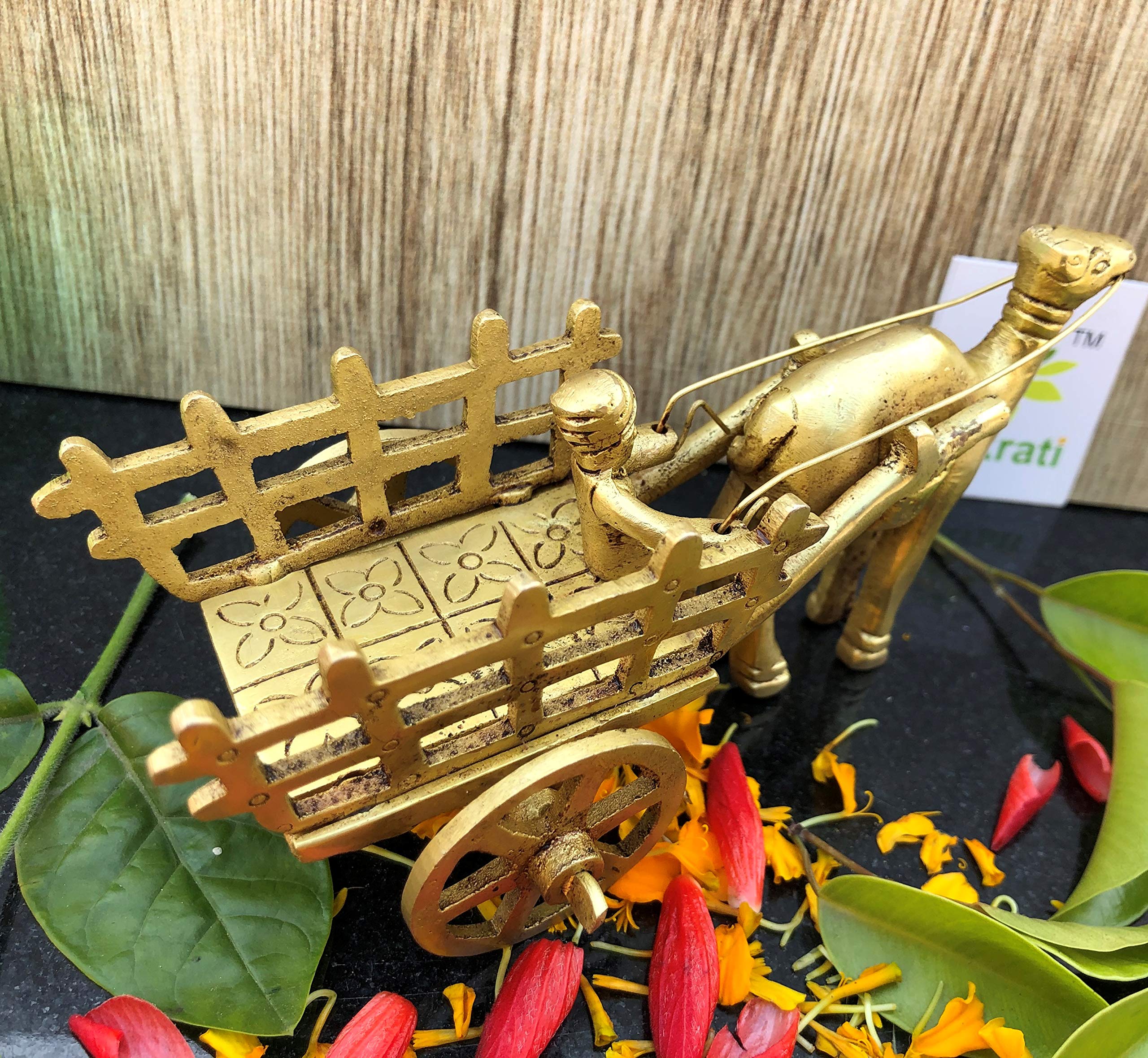 Handcrafted Brass Camel Cart Showpiece for Living Room Decor | Elegant Home Decoration & Housewarming Gift Idea | Perfect for Coffee Tables, Bookshelves & Mantel Displays
