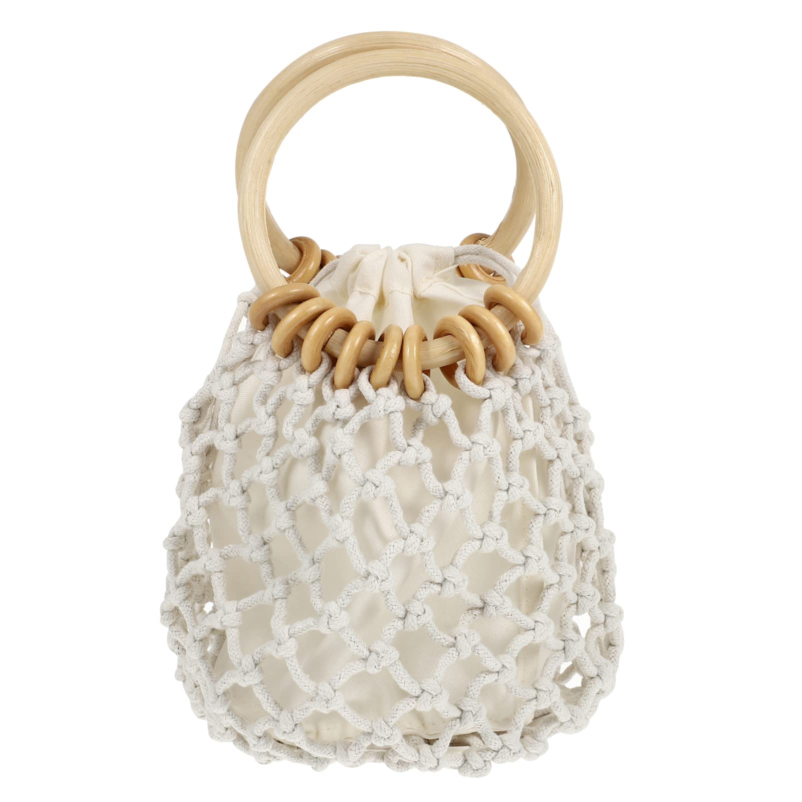 GALPADA Vintage Straw Woven Tote Bag - Handmade Cotton Thread Mini Shoulder Bag for Women, Beach Sling Purse, Casual White Handbag - Perfect for Summer Outings, Beach Trips & Shopping