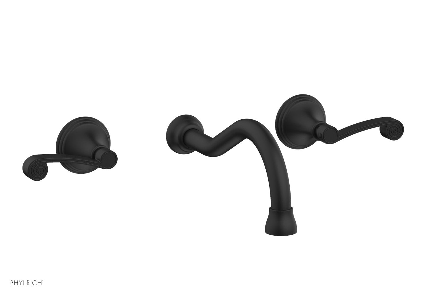 3RING Wall Lavatory Faucet Set with Curved Lever Handles - DWL206 - Perfect for Bathroom Sink, Powder Room and Guest Bath Installation