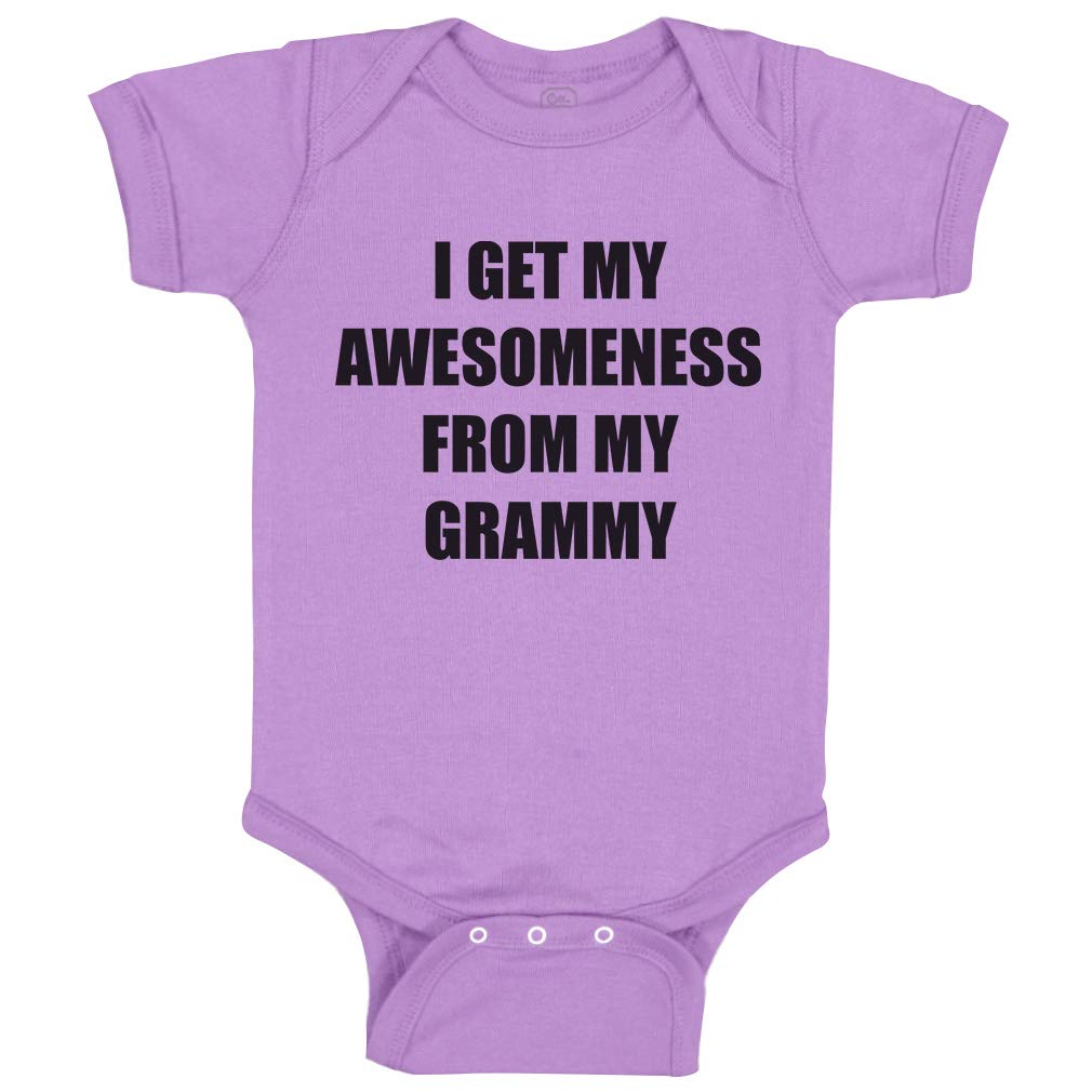Funny Custom Baby Bodysuit - 'I Get My Awesomeness from Grammy' Cotton Onesie for Boys & Girls | Lavender Design | Newborn Gift | Perfect for Grandparents Day, Family Photos & Special Occasions