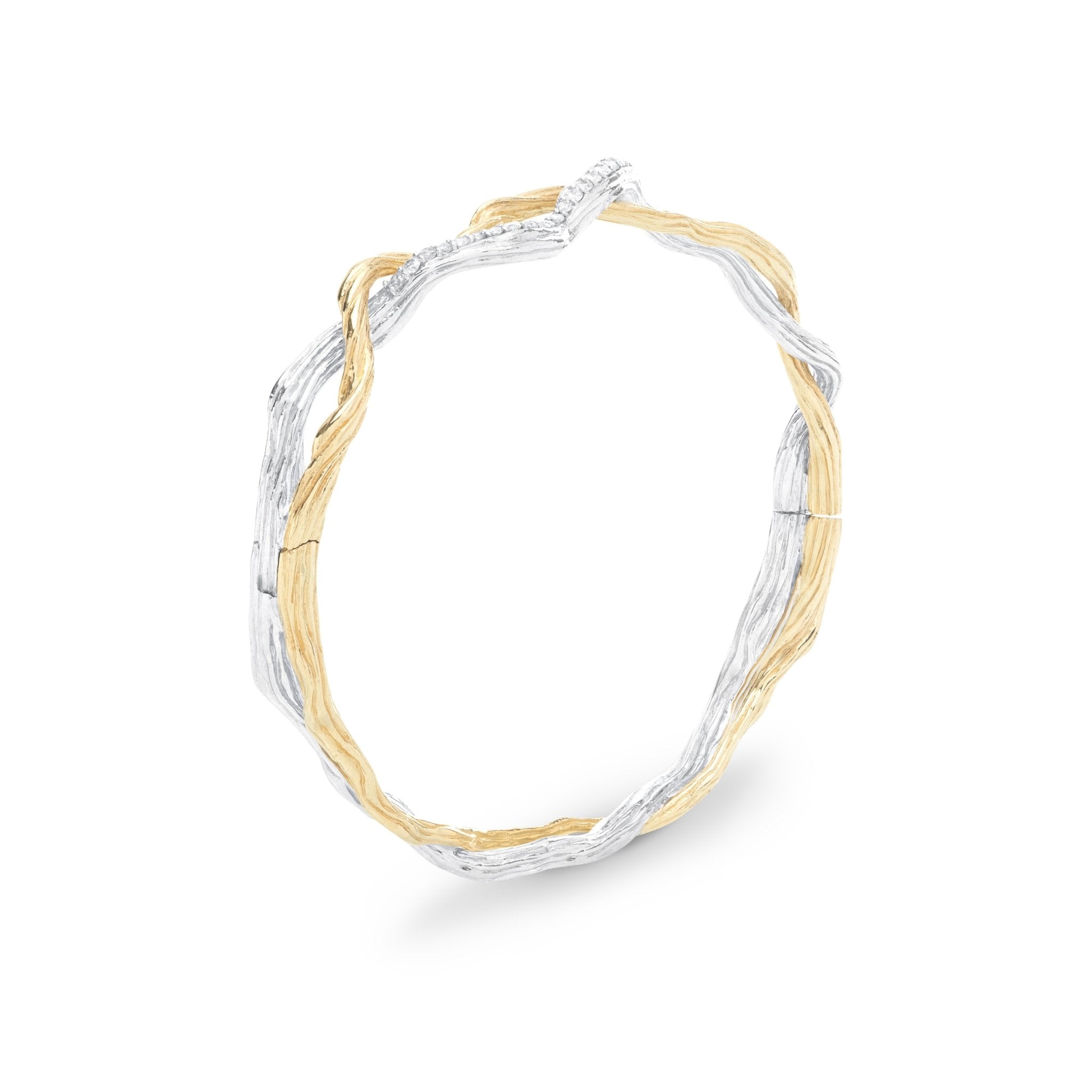 Sterling Silver & 18K Gold Wisteria Bracelet with Genuine Diamonds - Elegant Floral Jewelry for Women, Perfect for Weddings, Anniversaries & Special Occasions
