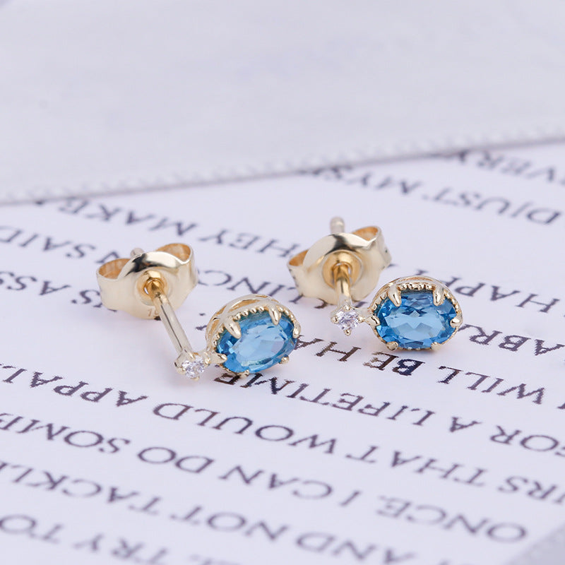 London Blue Topaz Star Gemstone Stud Earrings - 925 Sterling Silver Dainty Earrings for Women | Perfect for Bridal, Anniversary & Everyday Jewelry Gifts | KE166