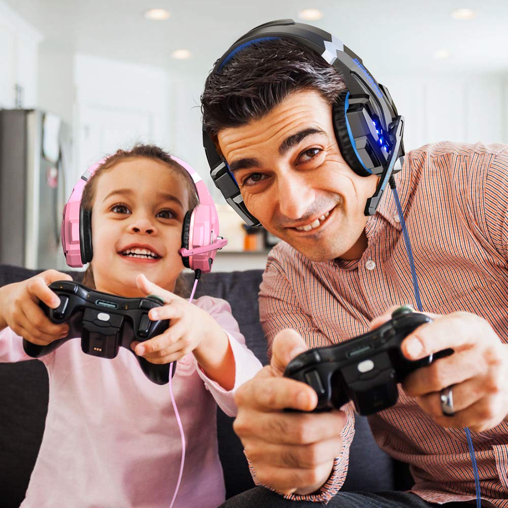 BENGOO G9000 Stereo Gaming Headset with Noise Cancelling Mic & LED Lights - 7.1 Surround Sound Over-Ear Headphones for PS4, PS5, Xbox One, Xbox Series X|S, PC & Nintendo Switch - Perfect for Competitive Gaming, Streaming & Late-Night Sessions