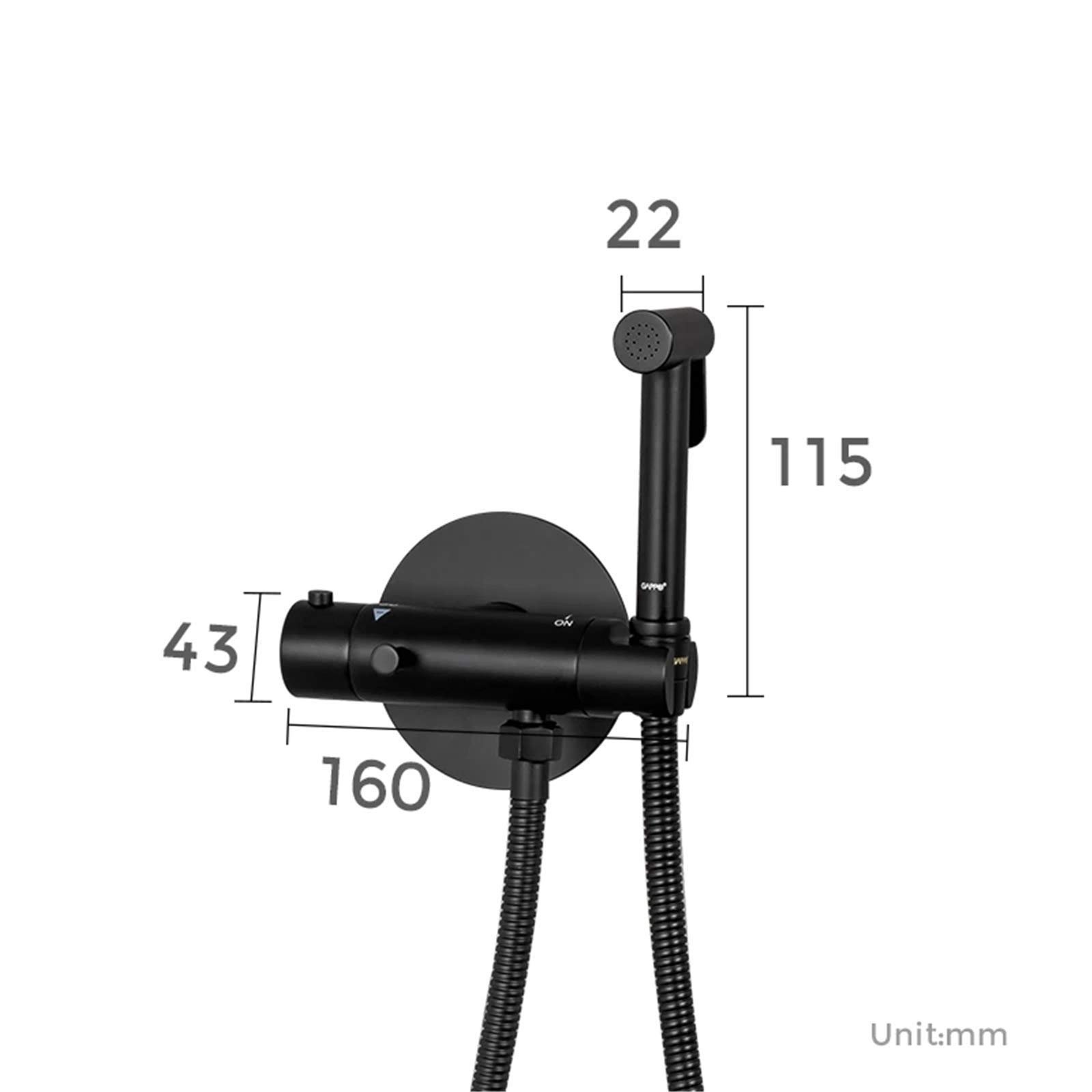XBSXP Black Thermostatic Bidet Faucet - Brass Toilet Sprayer with Temperature Control - Bathroom Bidet Shower for Toilet Cleaning & Personal Hygiene - Perfect for Modern Bathrooms & Water Conservation