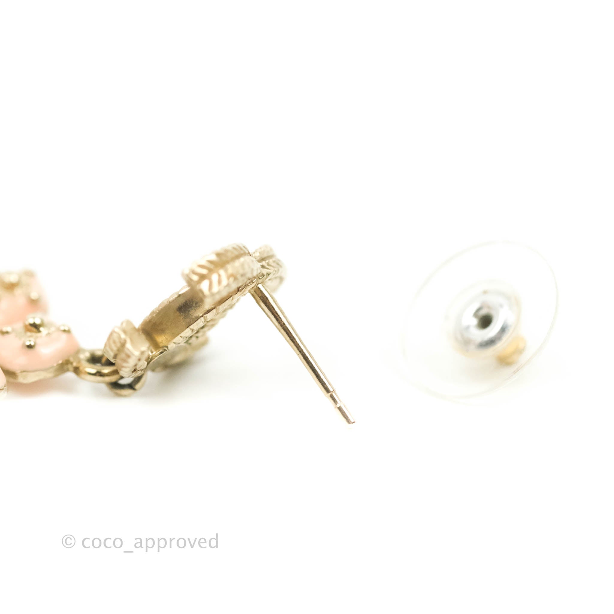 Chanel CC Pearl Flower Drop Earrings - 18K Gold Tone Luxury Jewelry for Women | Perfect for Weddings, Parties & Special Occasions