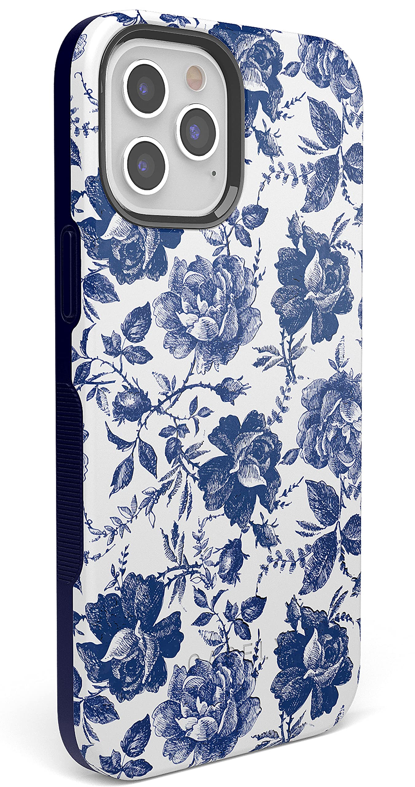 Casely iPhone 12 Pro Max Case Floral Design - Rose to Fame Coquette Blue & White Rose Phone Cover | Protective Slim Fit Shockproof Case for Women Girls | Perfect for Daily Use, Work, Travel & Gift Giving