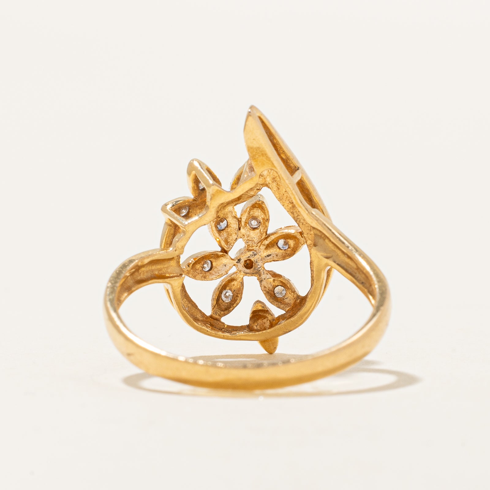 0.07ctw Diamond Flower Ring - Size 6.25 - Elegant Floral Engagement & Wedding Band - Perfect for Proposals, Anniversaries & Special Occasions