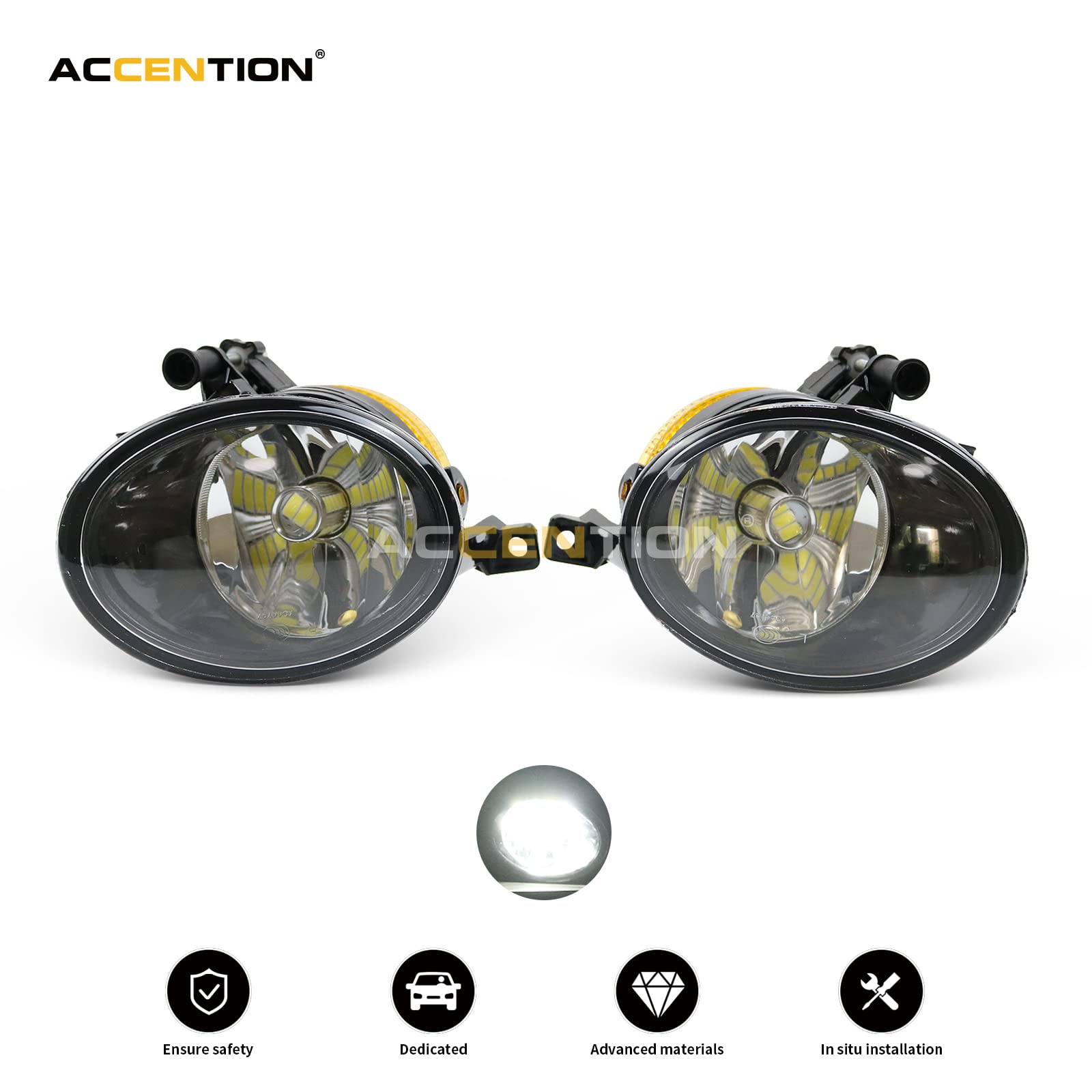 2011-2014 Volkswagen VW Touareg LED Fog Lights - Bright White Front Fog Lamp Kit with Bulbs for Enhanced Visibility in Rain & Foggy Conditions