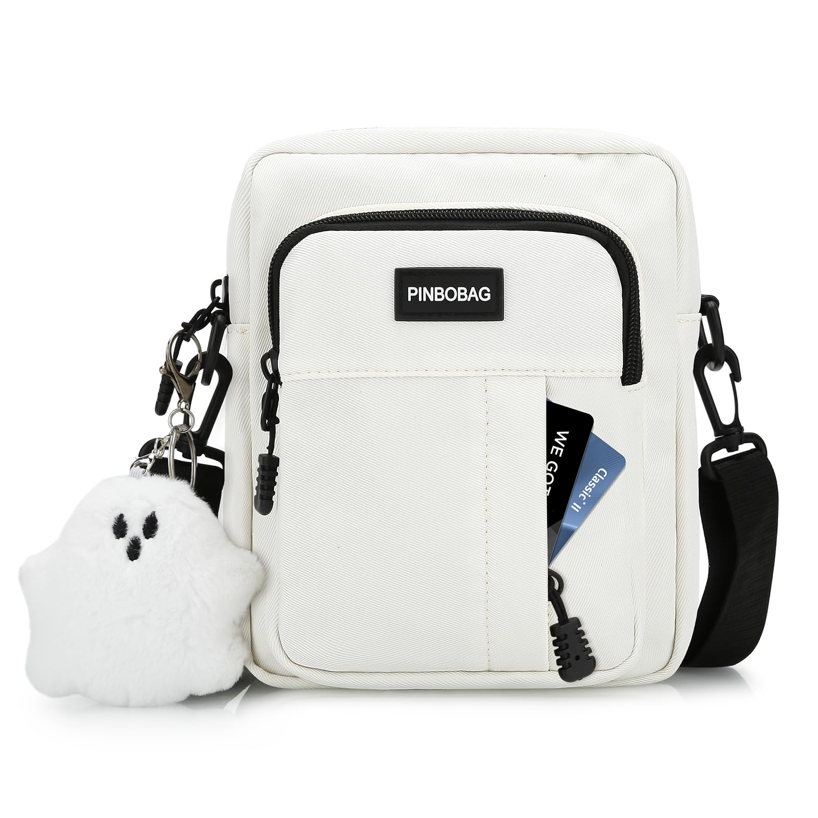 Stylish Unisex Nylon Crossbody Bag with Ghost Pendant - Small Messenger Purse for Women & Men | Perfect for Travel, Shopping & Everyday Use
