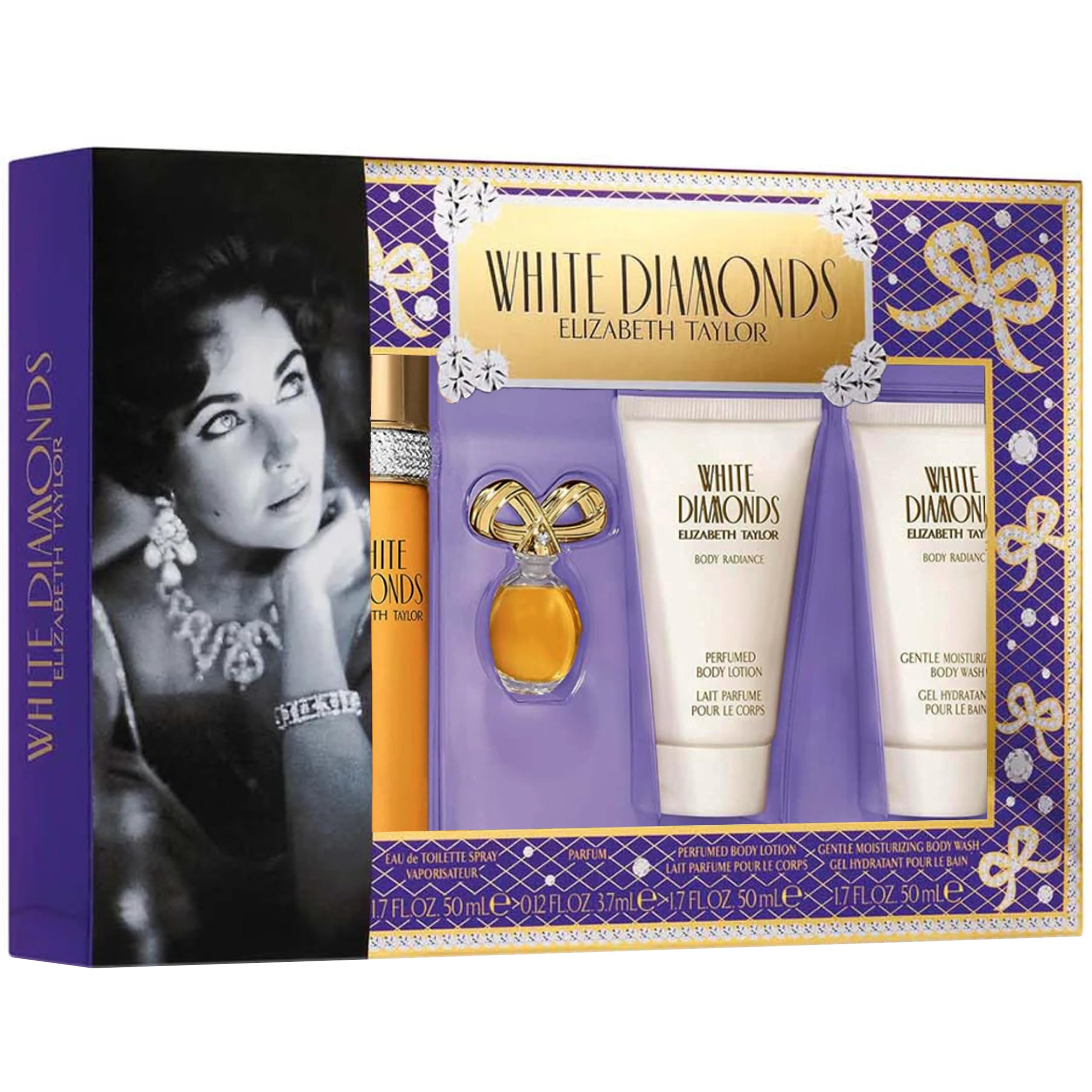 Elizabeth Taylor White Diamonds Women's Perfume Gift Set - Eau de Parfum Spray, Body Lotion & Shower Gel - Luxurious Fragrance for Date Night, Anniversary & Special Occasions