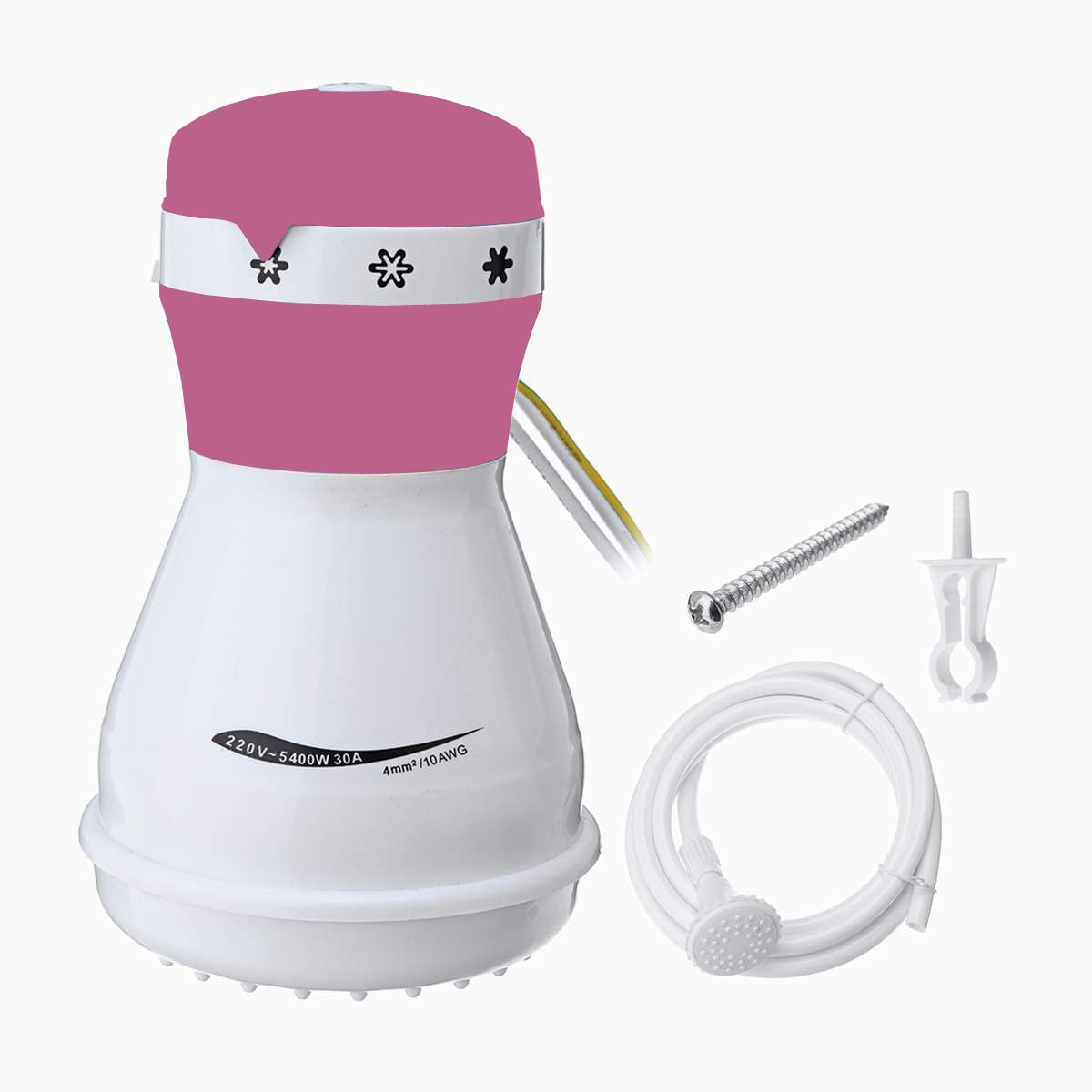 5400W Instant Hot Water Electric Shower Head with Adjustable Hose & Bracket - Fast Heating Bathroom Shower Nozzle for Home, RV & Camping Use