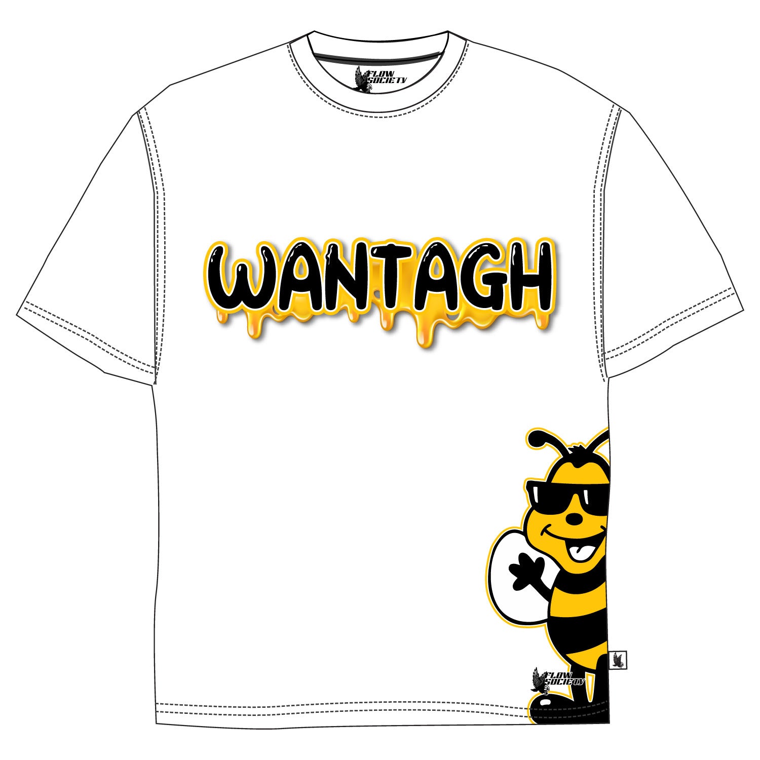 Wantagh Bees White T-Shirt for Youth & Adults - Soft Cotton Tee for Casual Wear, Sports & Everyday Outfits