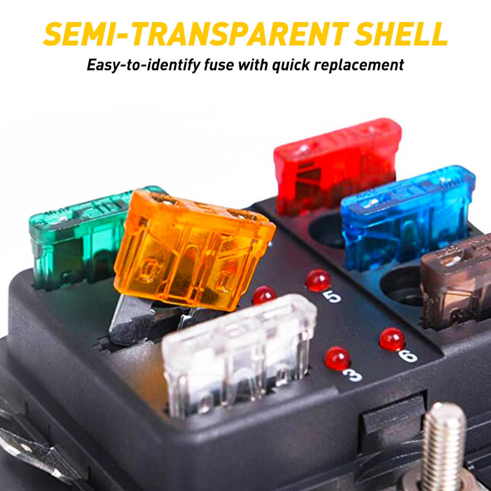 220 PCS Universal Car Fuses Kit - Standard & Mini Size with 12 Way Blade Fuse Box (Includes 24 Fuses) for Automotive Electrical Repairs, Vehicle Maintenance & Emergency Roadside Use