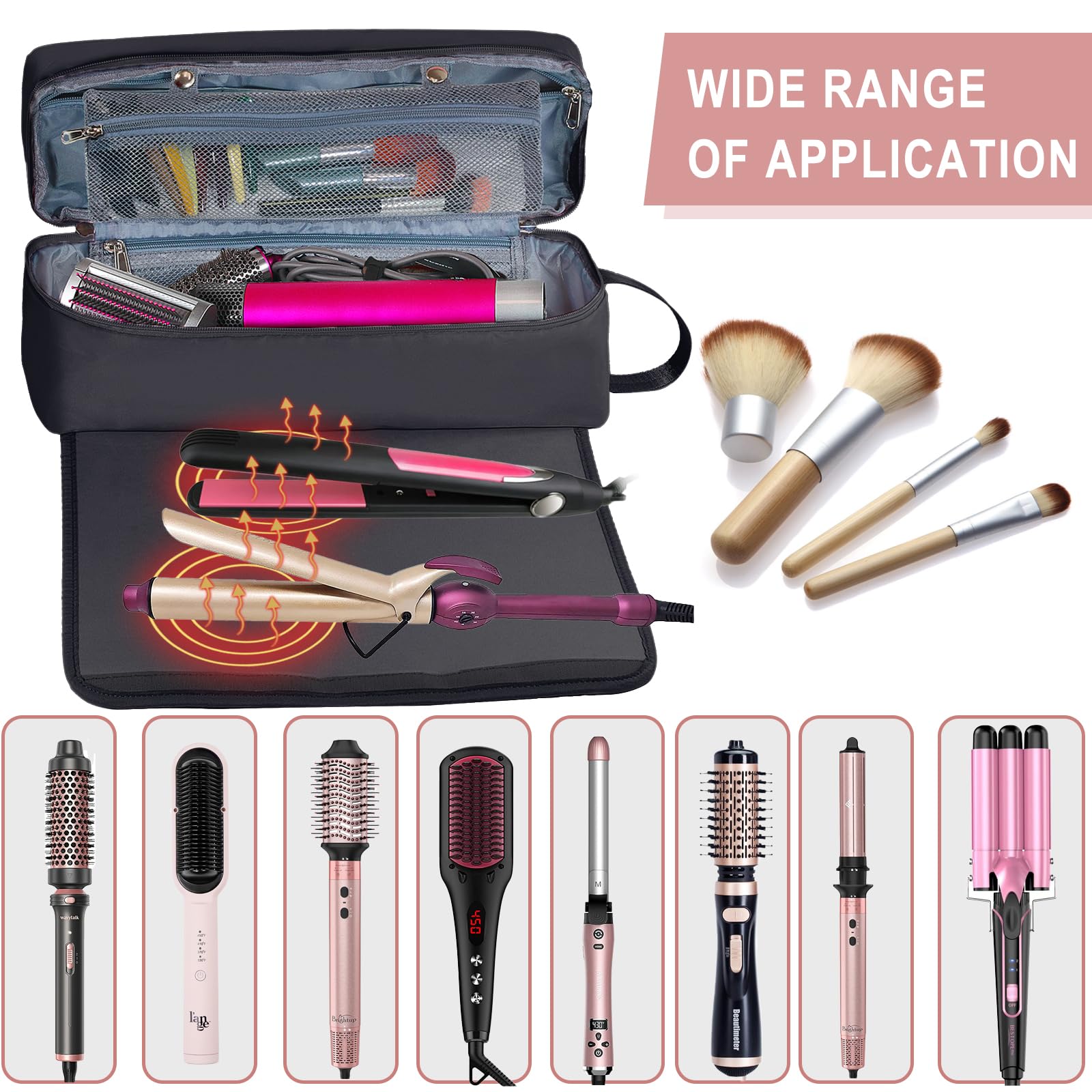 Heat Resistant Hair Tools Travel Bag for Styling Essentials - Perfect for Women's Travel & Salon Use