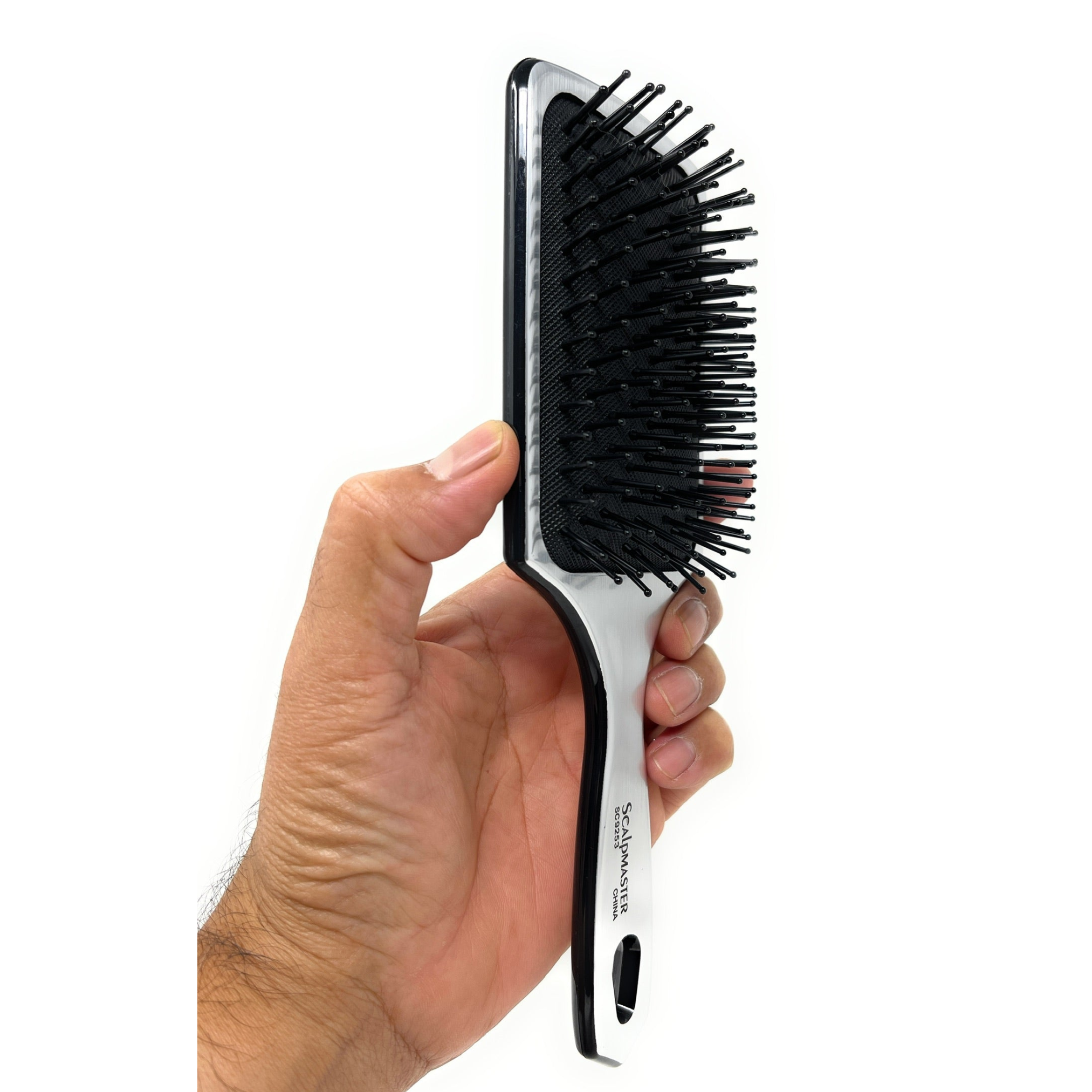 Scalpmaster Large Rectangular Cushioned Paddle Hair Brush with Ball-Tipped Bristles - Detangles & Smooths Hair for Daily Styling & Salon Results