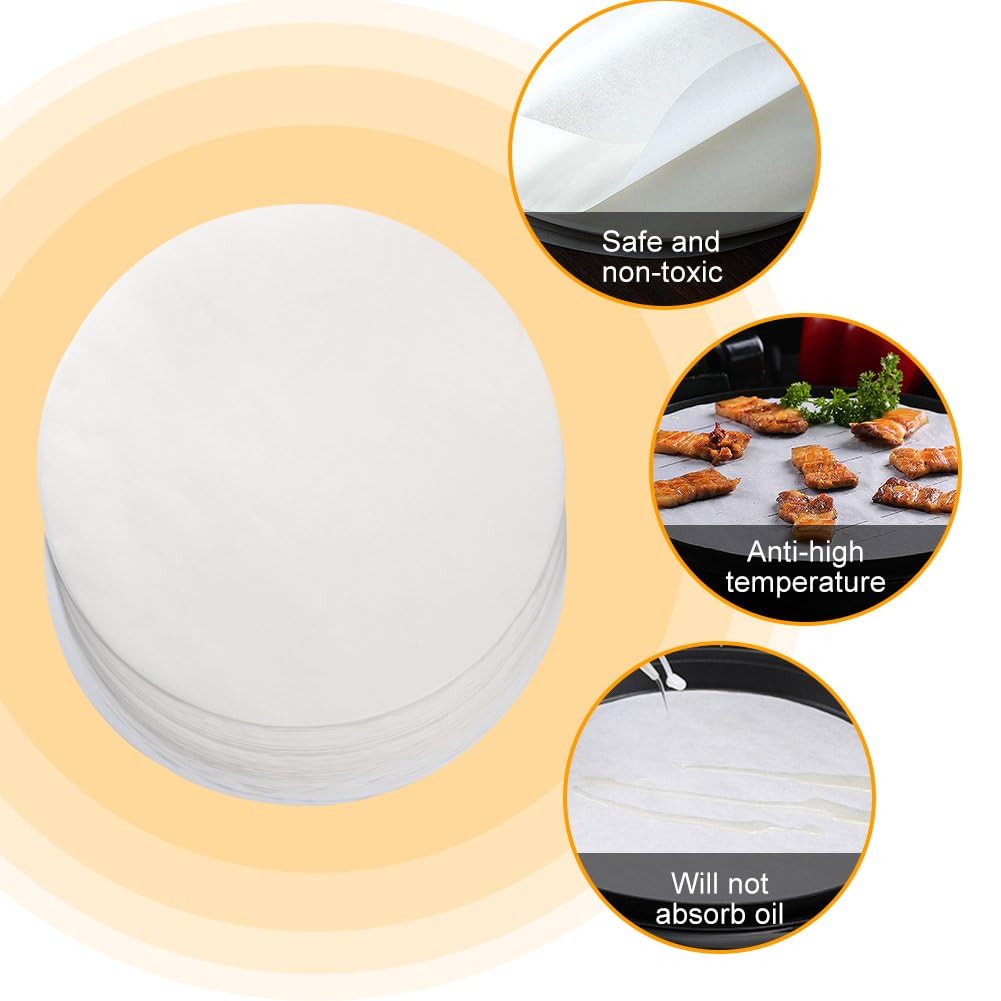 100Pcs Precut Round Parchment Paper Baking Sheets - Non-Stick Pan Liner for Baking, Grilling, Air Fryer & Steaming - Perfect for Cookies, Cupcakes, Bread & More - Ideal for Home Bakers & Professional Kitchens