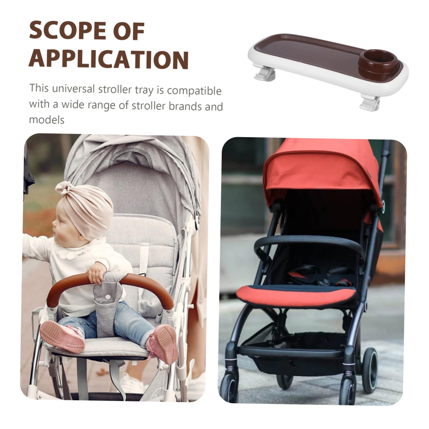 HEMOTON 3-Piece Removable Universal Stroller Tray with Cup Holder - Perfect for Snacks, Toys & Drinks While Strolling with Baby