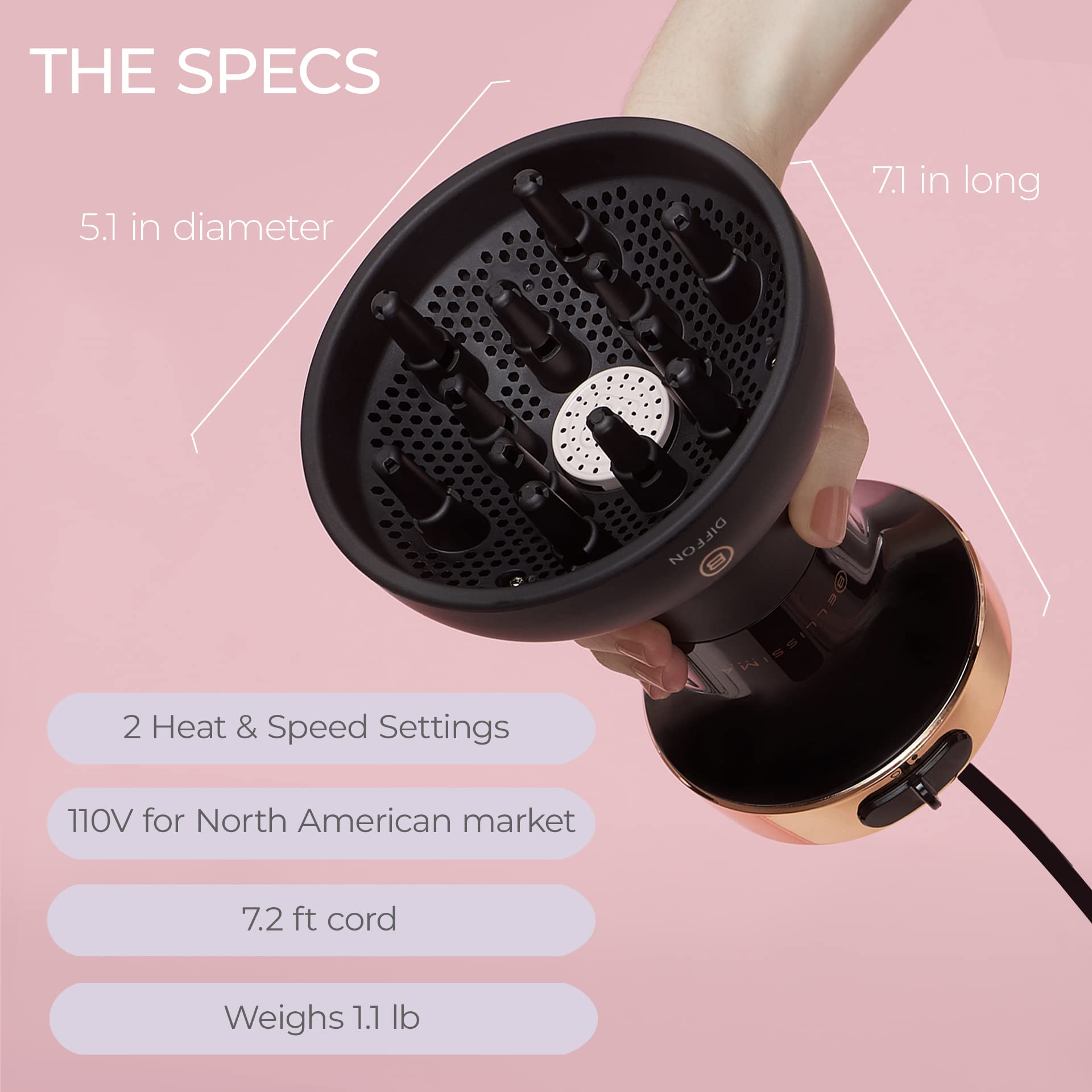 Ceramic Hair Diffuser for Curly Hair - Lightweight Hair Dryer Attachment with Argan Oil (DF1 5000) - Perfect for Salon & Home Styling, Travel-Friendly Hair Care Accessory