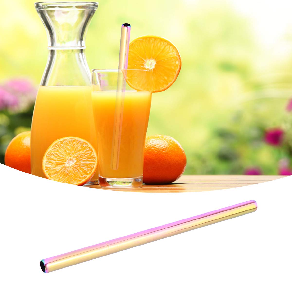 Cabilock 1 Pack Reusable Stainless Steel Drinking Straws - Straight Metal Straws for Smoothies, Iced Coffee & Cocktails - Eco-Friendly & Dishwasher Safe