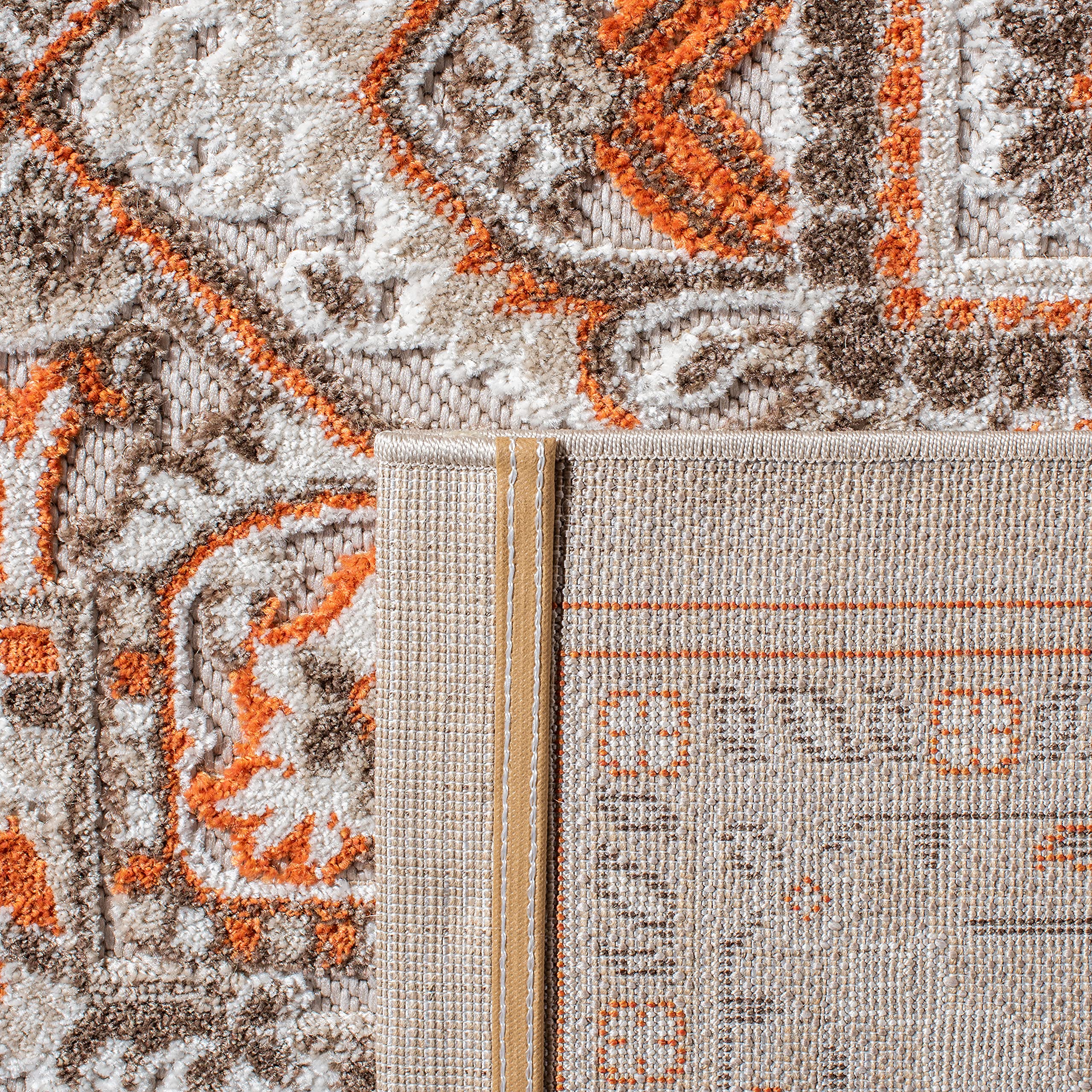 SAFAVIEH Cabana Collection 9' x 12' Beige & Orange Area Rug - Non-Shedding, Easy Care, Stain Resistant for High Traffic Areas - Perfect for Living Room, Bedroom, Dining Room & Home Office Decor (CBN680B)