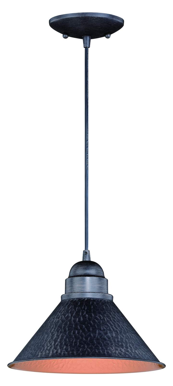 Outland 10 Inch Outdoor Pendant Light - Aged Iron Finish with Gold Interior - Perfect for Patio, Porch, and Garden Lighting