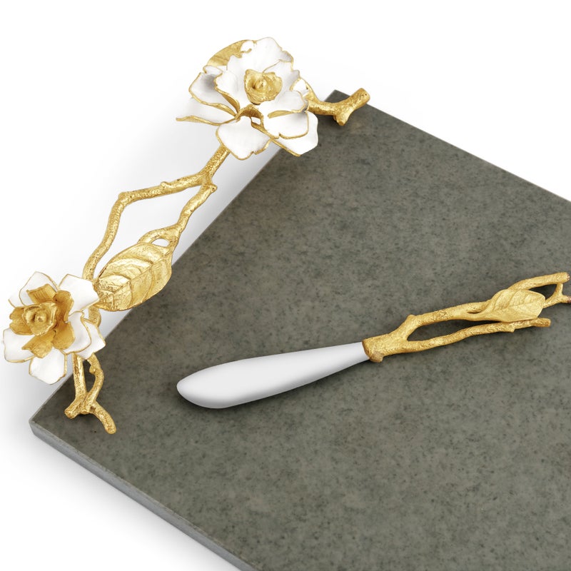 Premium Gardenia Cheese Board Set with Stainless Steel Knife - Perfect for Wine Pairing, Charcuterie & Entertaining at Home