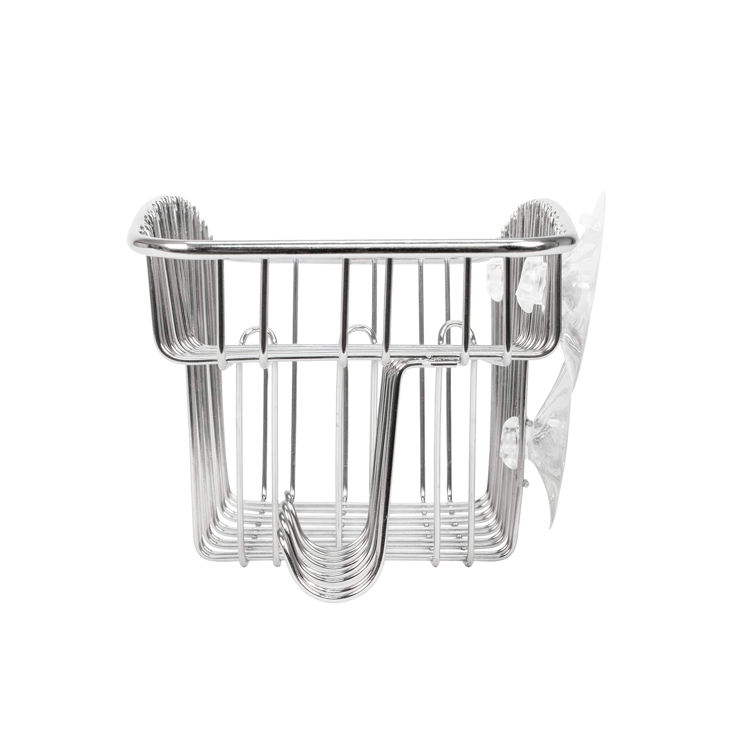 Stainless Steel Shower Caddy with Suction Cups - Bathroom Organizer for Soap, Shampoo, Razors & Loofahs - Rustproof Shower Basket with Hooks - Perfect for Small Spaces & Apartment Bathrooms