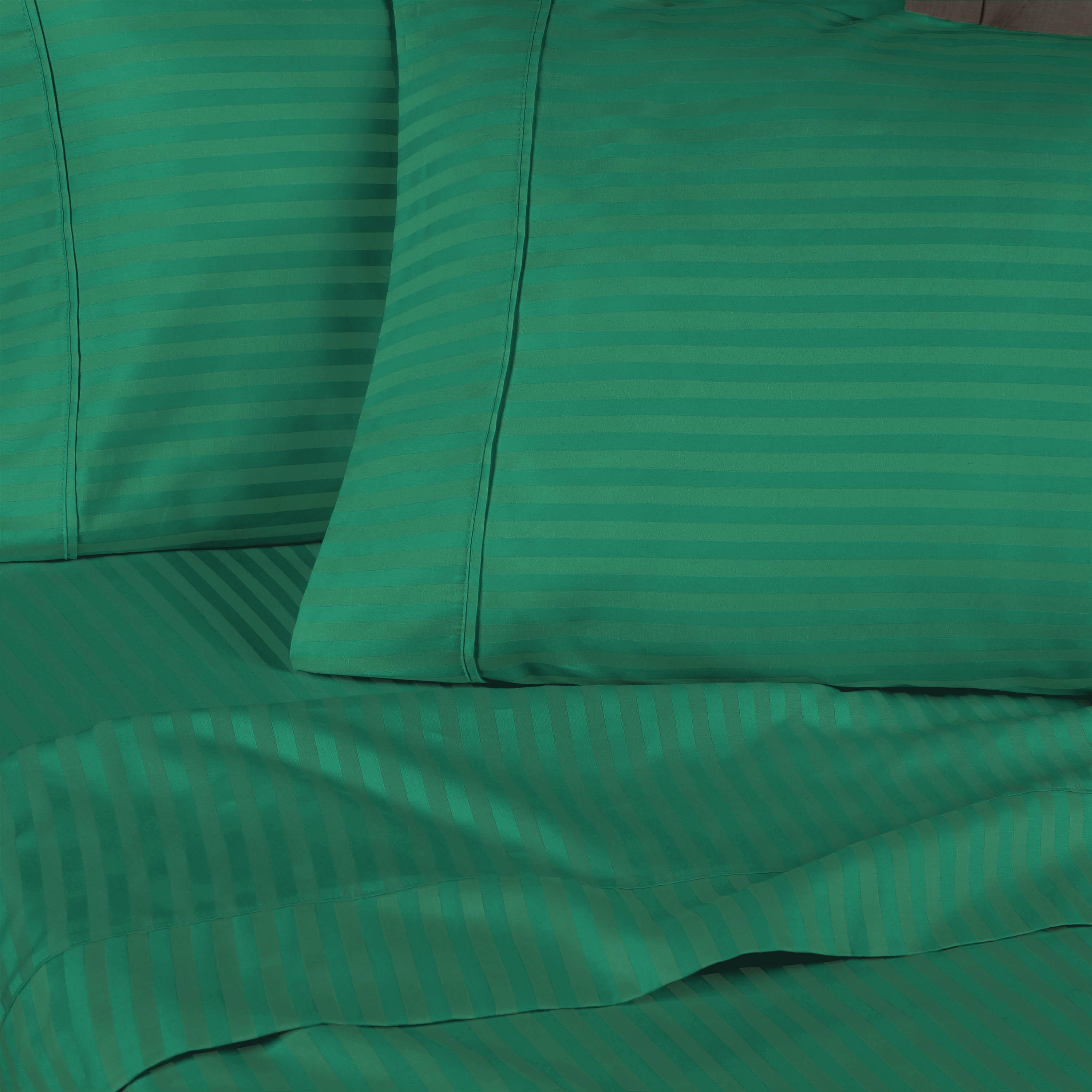 Premium 300 Thread Count Egyptian Cotton Sheet Set - Deep Pocket, Striped Design for Ultimate Comfort & Luxury - Perfect for Master Bedrooms, Guest Rooms & Hotels