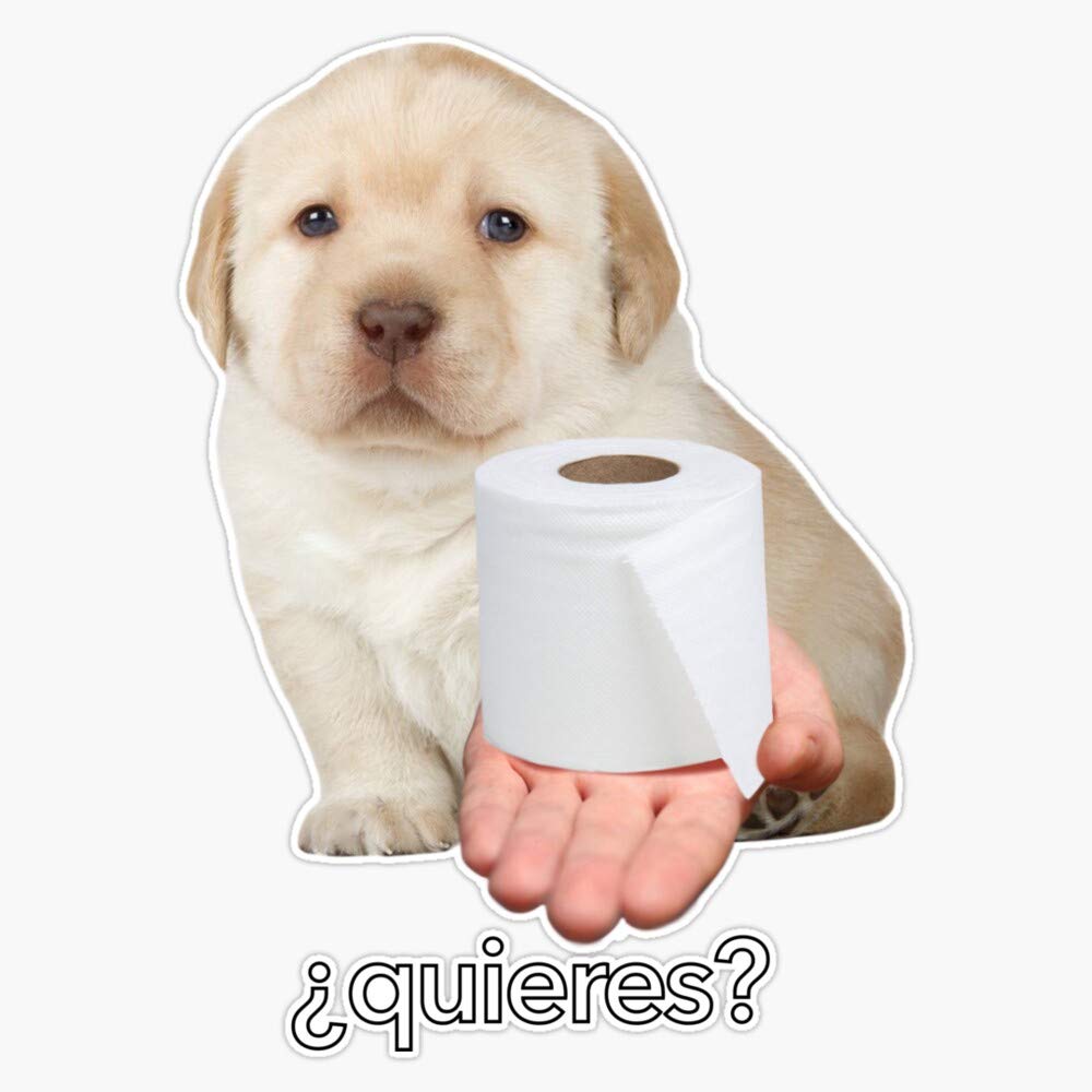 Funny Dog Toilet Paper Shortage Meme Vinyl Stickers - 5 Inch Waterproof Decals for Cars, Laptops, Bumpers - Perfect for Home, Office & Gag Gifts