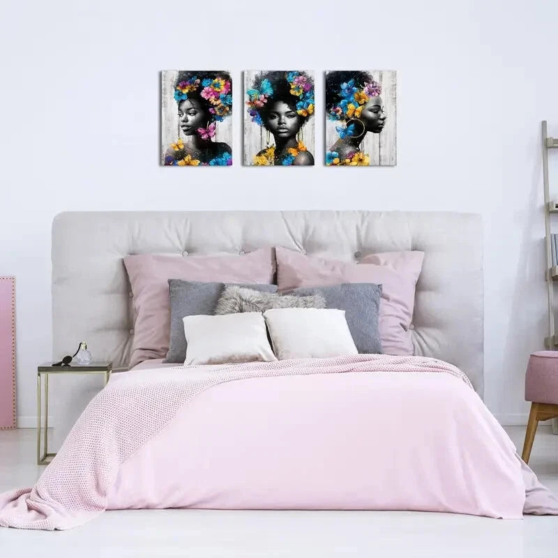 3-Piece Floral Butterfly Metal Wall Art Prints - Ready to Hang Home Decor for Living Room, Bedroom & Office (Set of 3) | Perfect for Housewarming Gifts & Modern Interior Design