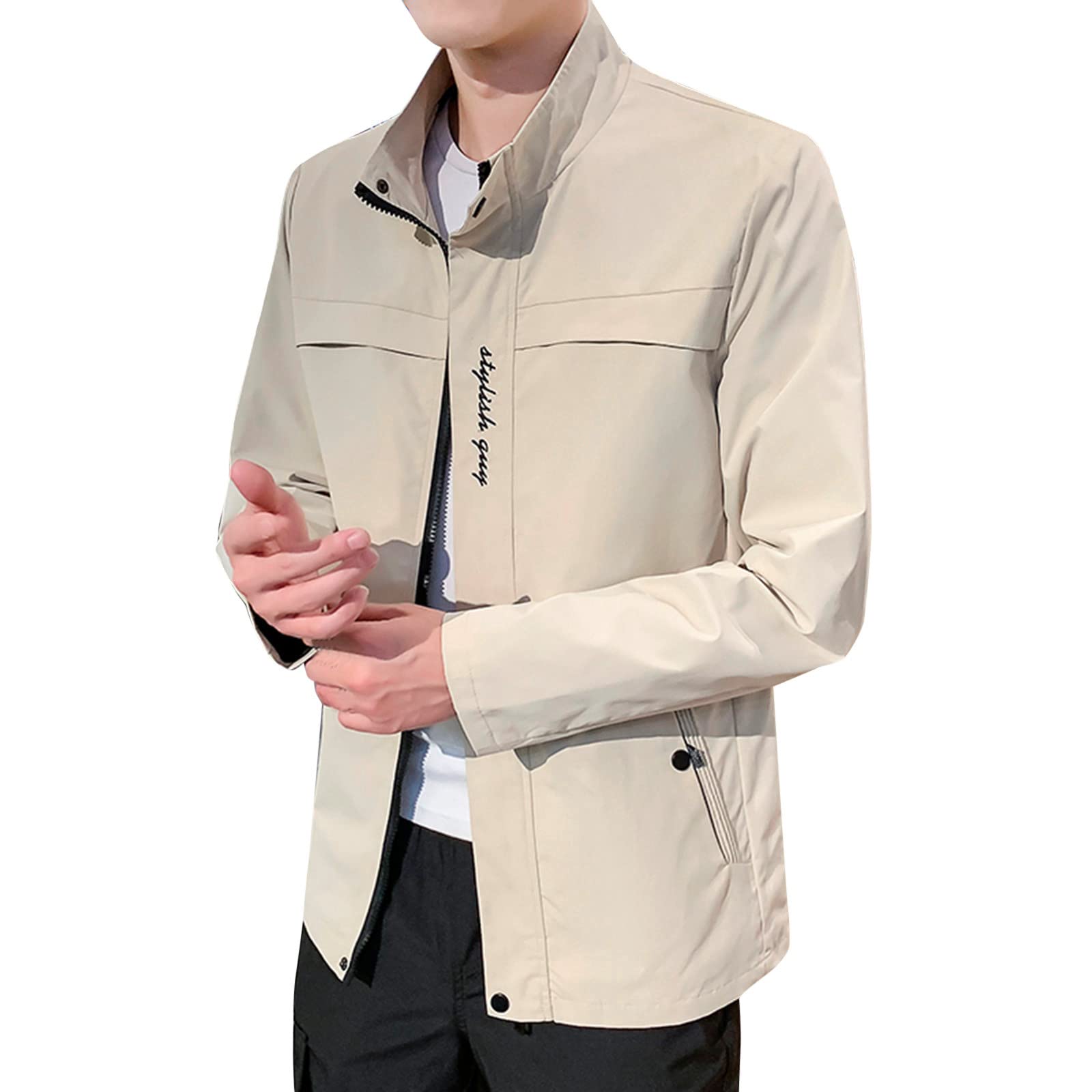 Men's Cork Jacket - Long Sleeve Stand Collar Casual Coat with Pockets for Autumn & Winter | Outdoor Hiking, Travel & Daily Wear