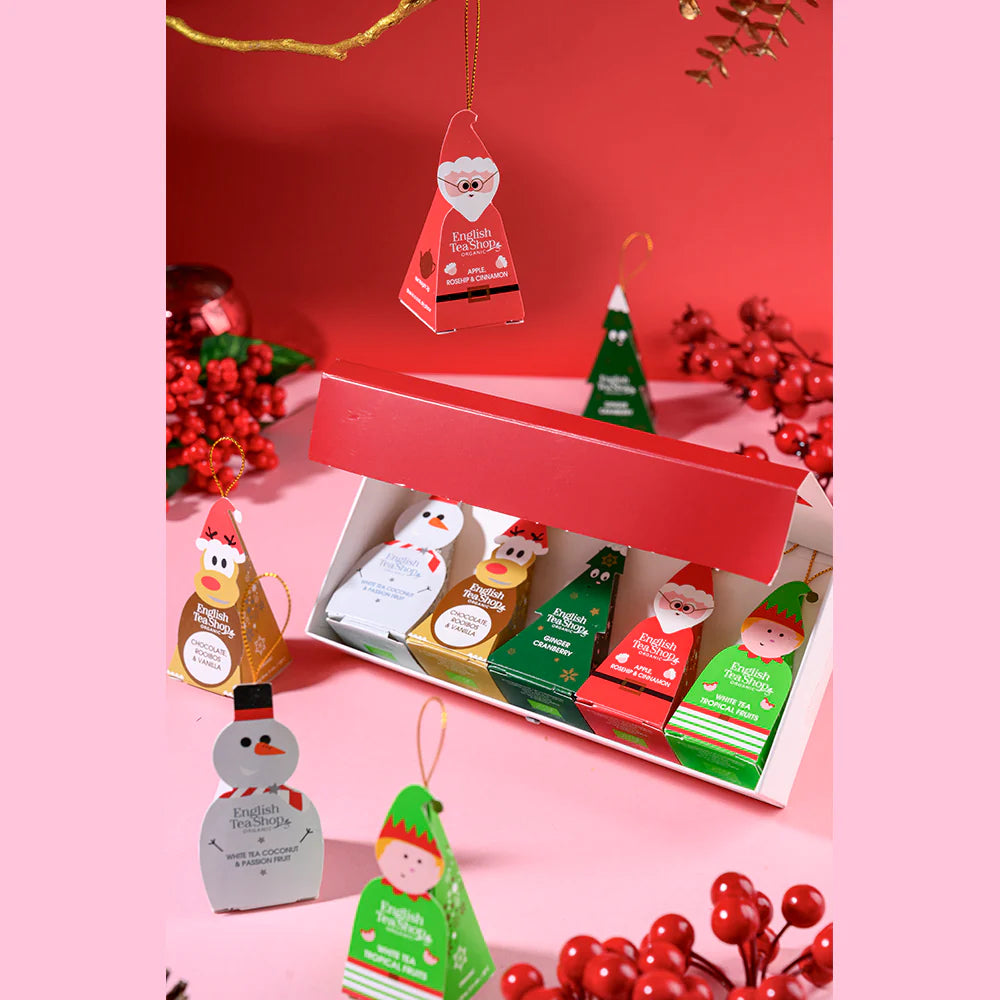 Premium English Tea Gift Set - Christmas Themed Characters & Flavors - Perfect for Holiday Gifting & Cozy Winter Evenings