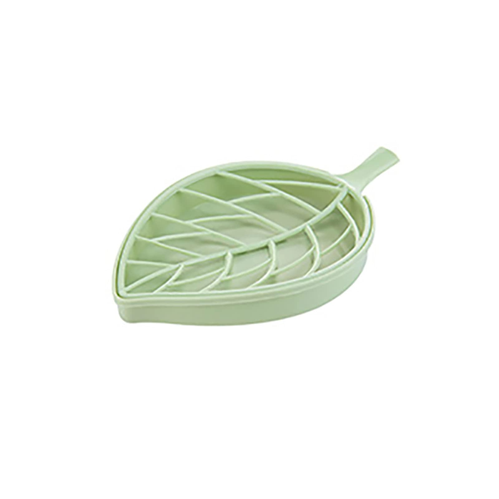 Eco-Friendly Leaf-Shaped Soap Dish - Green Bamboo Soap Holder with Drainage, Soap Storage Tray for Bathroom, Kitchen Sink, Vanity Countertop & Spa Decor