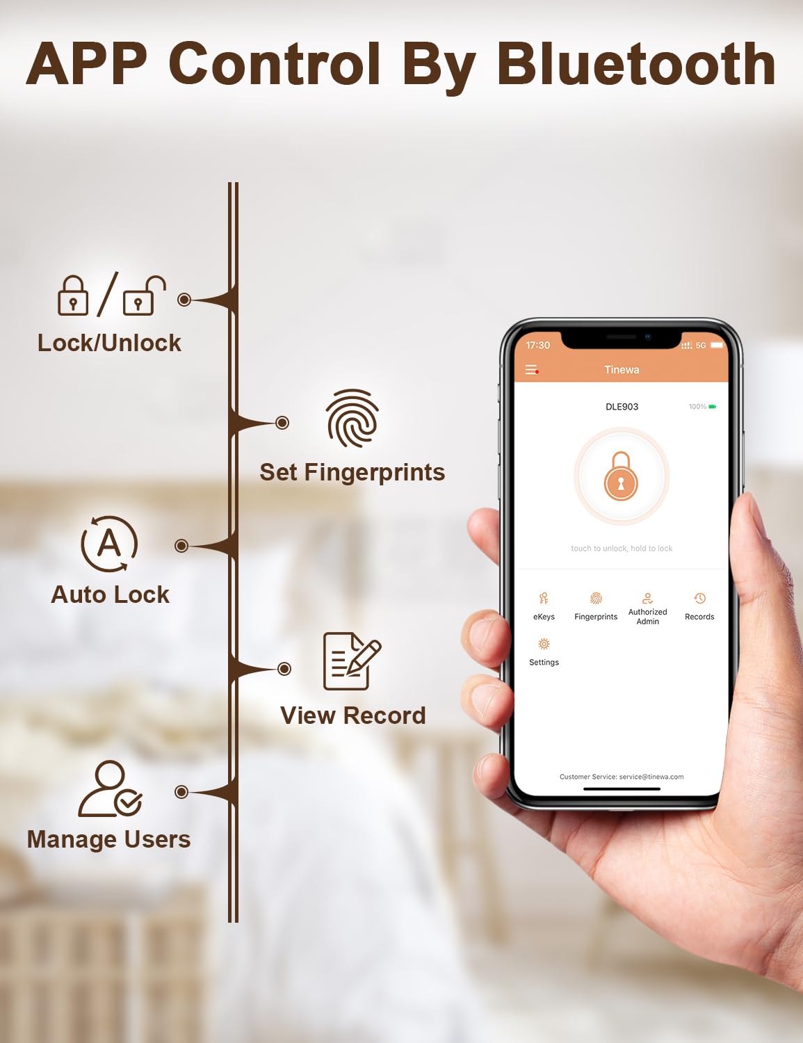 Smart Fingerprint Door Knob Lock - Biometric Keyless Entry with App Control, Oil Rubbed Bronze - Perfect for Home Security in Bedrooms, Offices, Apartments & Hotels