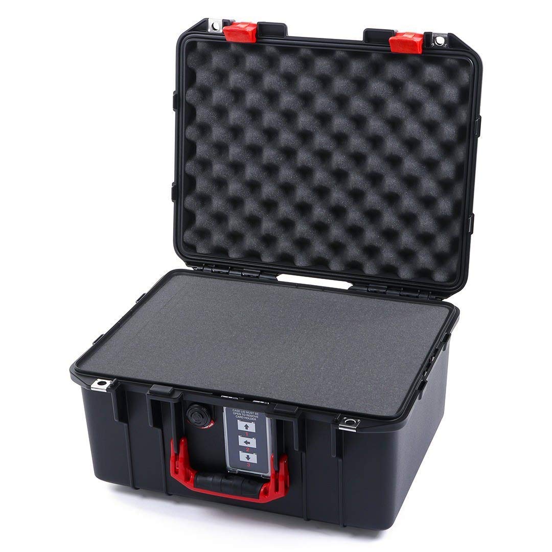Pelican 1507 Black & Red Protective Air Case with Customizable Foam Insert - Waterproof, Shockproof, Dustproof Hard Case for Camera, Drone, Electronics, Tools & Outdoor Gear