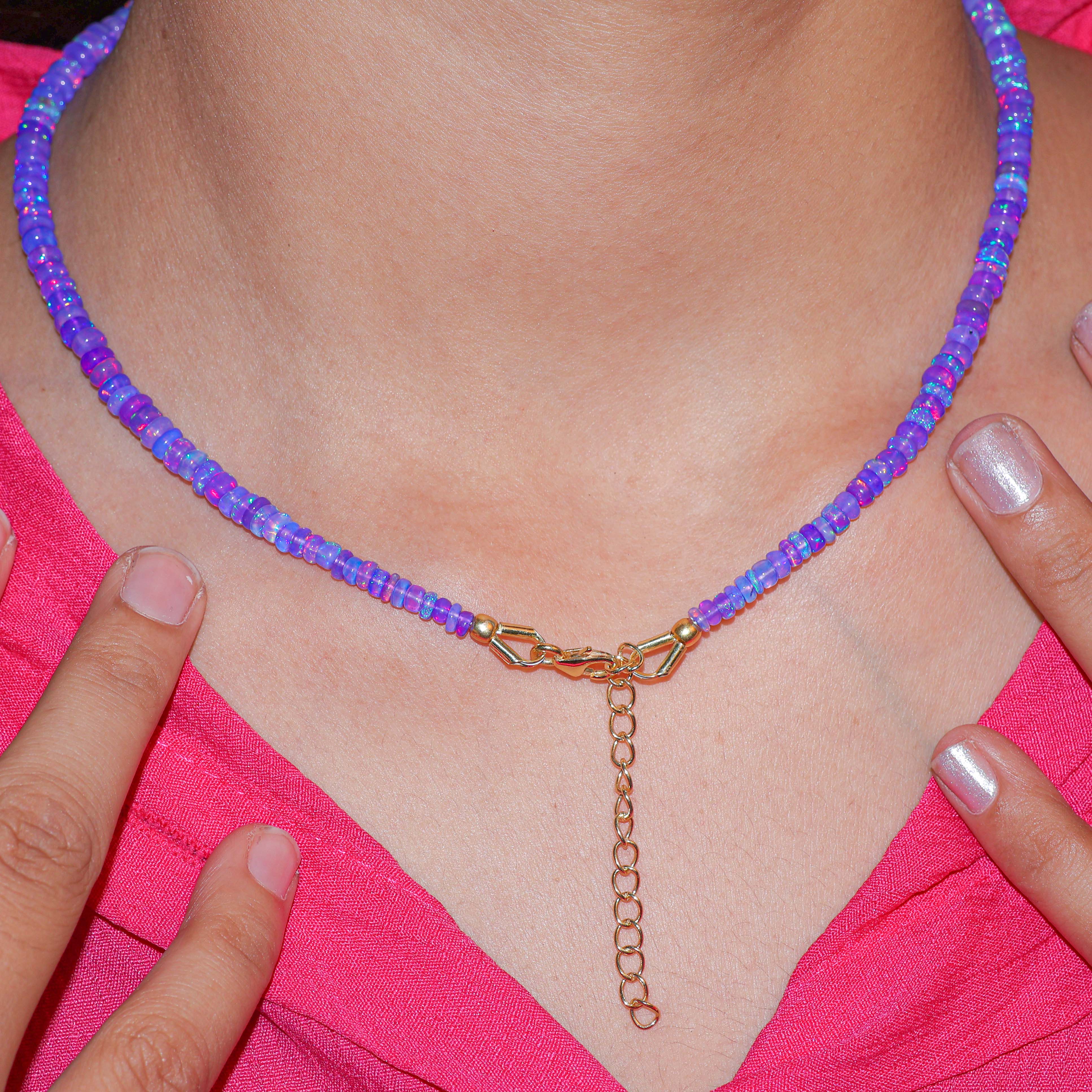 Natural Lavender Opal Beaded Necklace for Women - Elegant Boho Jewelry Gift for Her, Birthday, Anniversary, Wedding | Perfect for Layering, Everyday Wear & Special Occasions