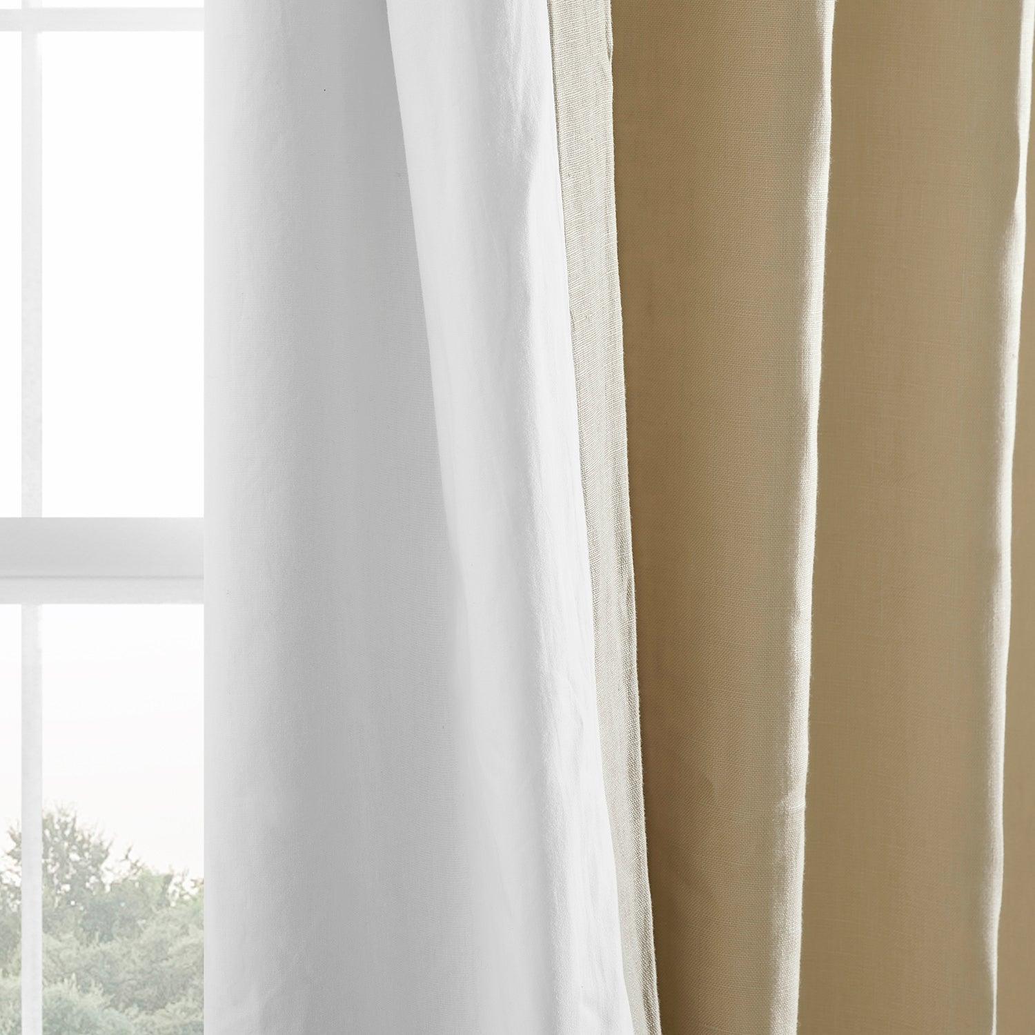 Walnut Beige French Linen Blackout Curtains for Bedroom & Living Room - Thermal Insulated Window Drapes for Light Blocking & Privacy