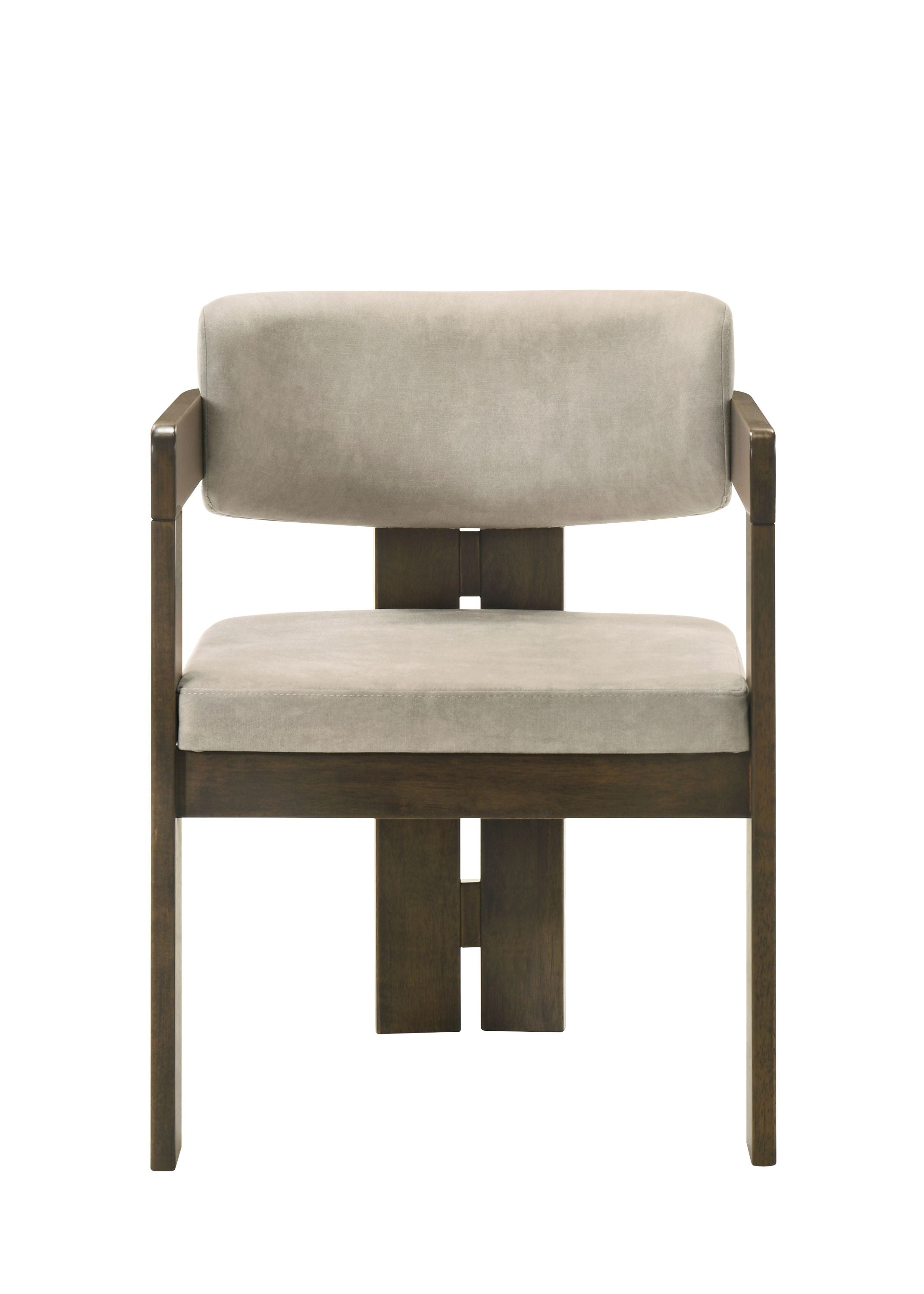 Destin Light Gray Polished Microfiber & Walnut Finish Side Chair - Modern Dining Room Accent Chair for Kitchen, Office, and Living Room