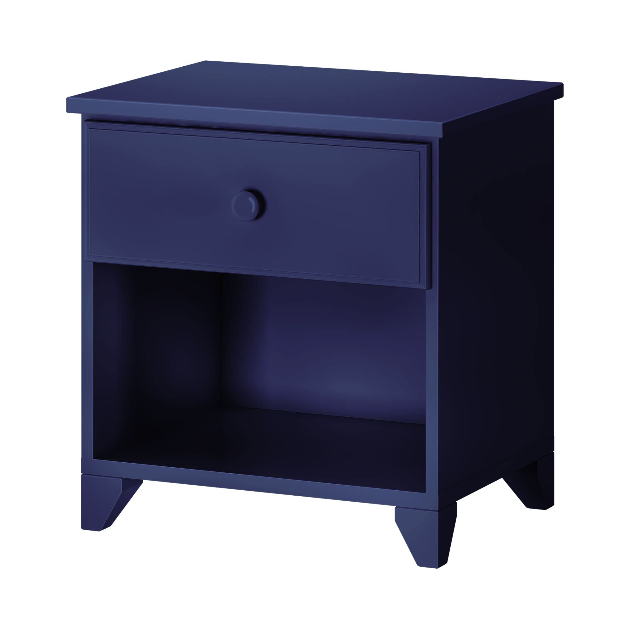 Max & Lily Classic Wood Nightstand with 1 Drawer - Kids Bedside Table, Small End Table for Bedroom in Blue - Perfect for Nursery, Kids Room & Guest Room Furniture