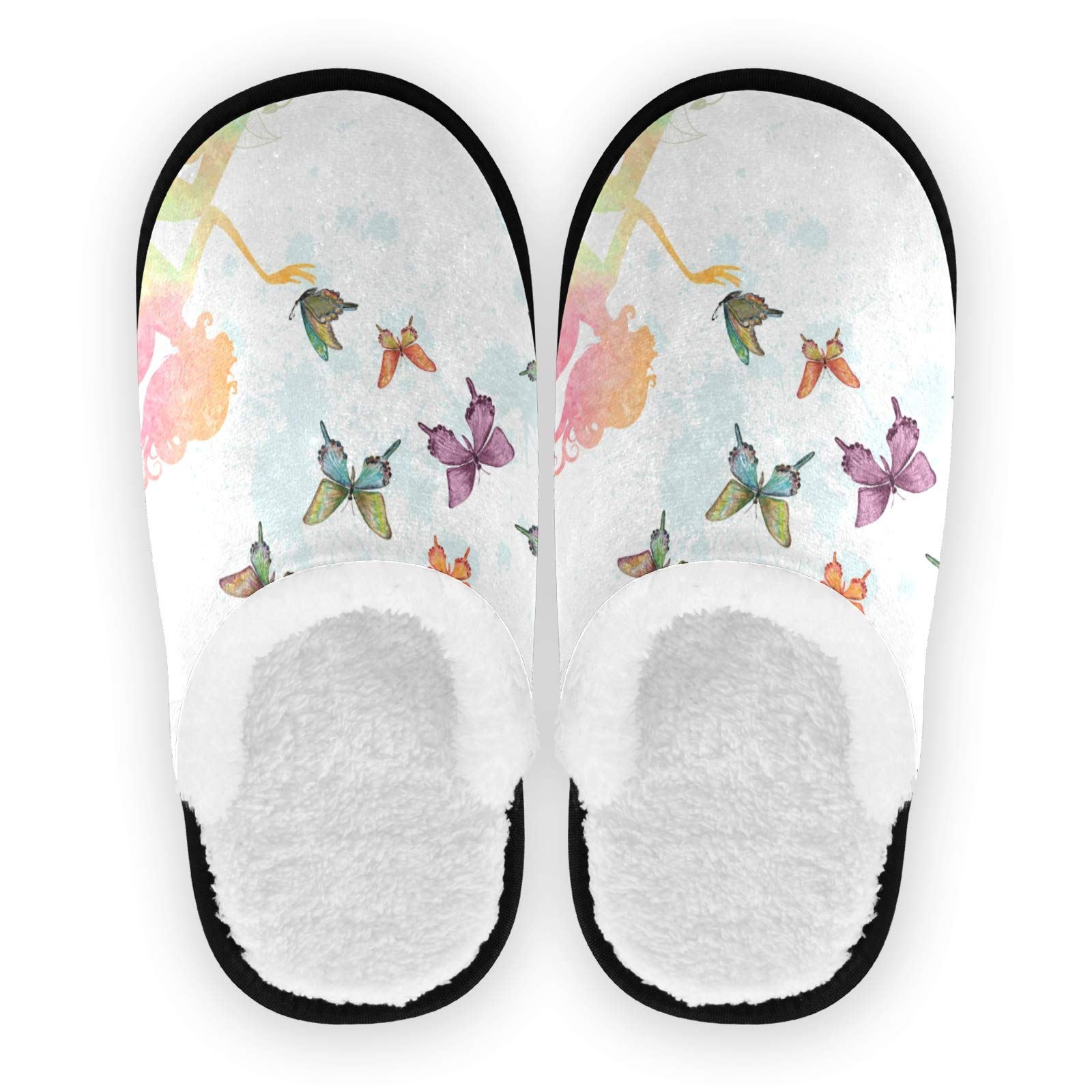 **Bolaz House Slippers - Non-Slip Warm Slippers for Women & Men with Butterfly Design - Cozy Indoor/Outdoor Slippers for Home, Travel, Spa & Hotel (Size M)**    *(Use for lounging at home, relaxing at spas, or keeping warm during travel and hotel stays.)*
