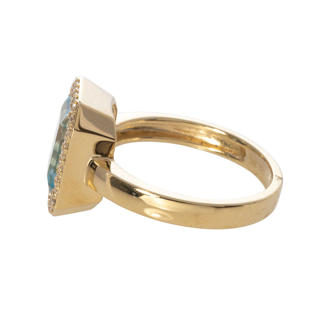 4ct Blue Topaz & Diamond 14K Yellow Gold Ring for Women - Elegant Birthstone Jewelry Gift for Anniversary, Engagement & Special Occasions