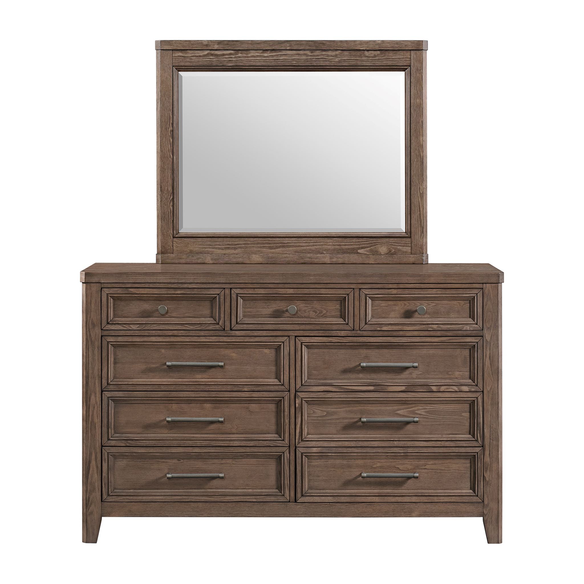 Carlson 9-Drawer Dresser in Weathered Chestnut - Stylish Wooden Chest for Bedroom, Living Room & Office Storage