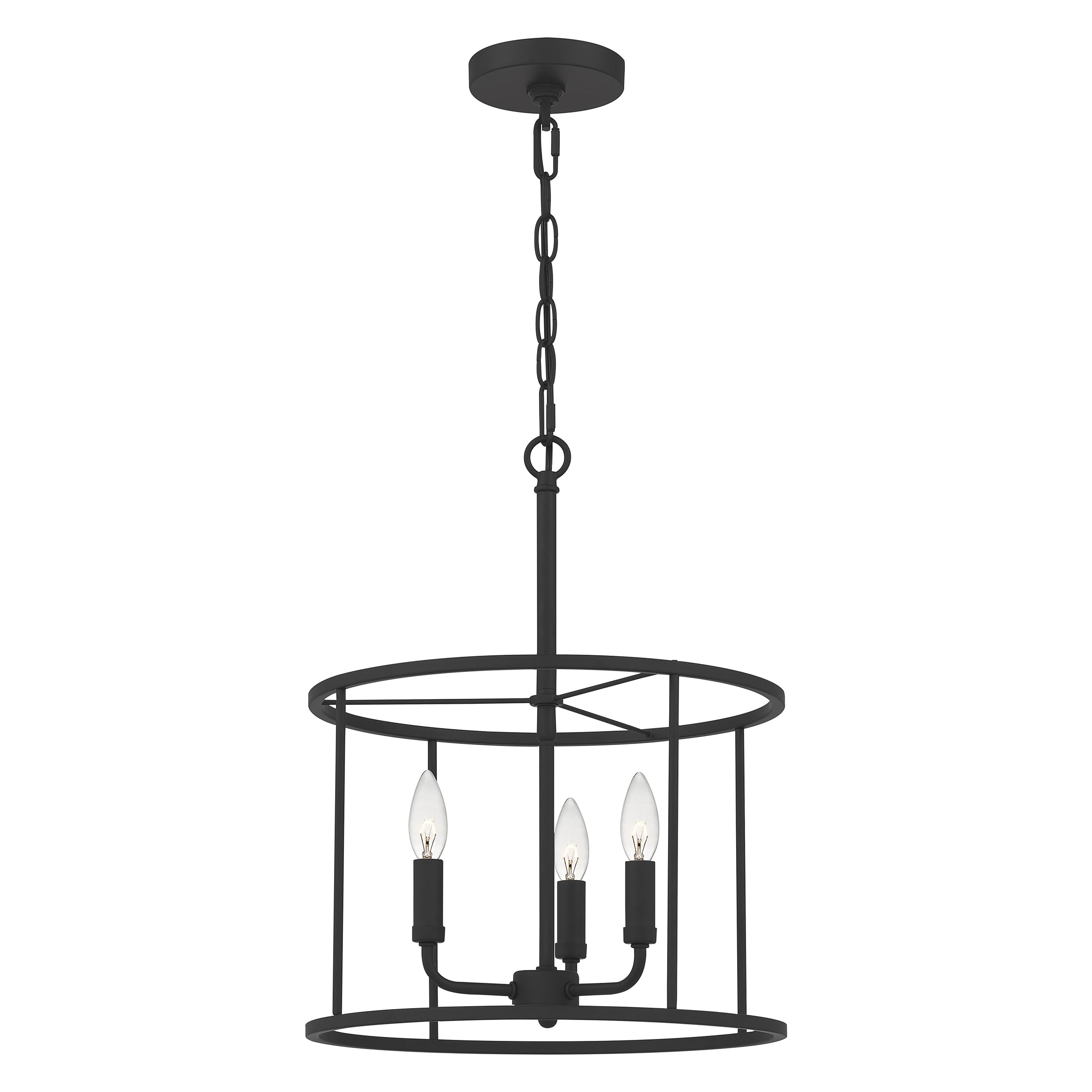 Quoizel Abner 3-Light Matte Black Pendant Light Fixture - Modern Industrial Dining Room Lighting for Kitchen Island, Bar, or Entryway
