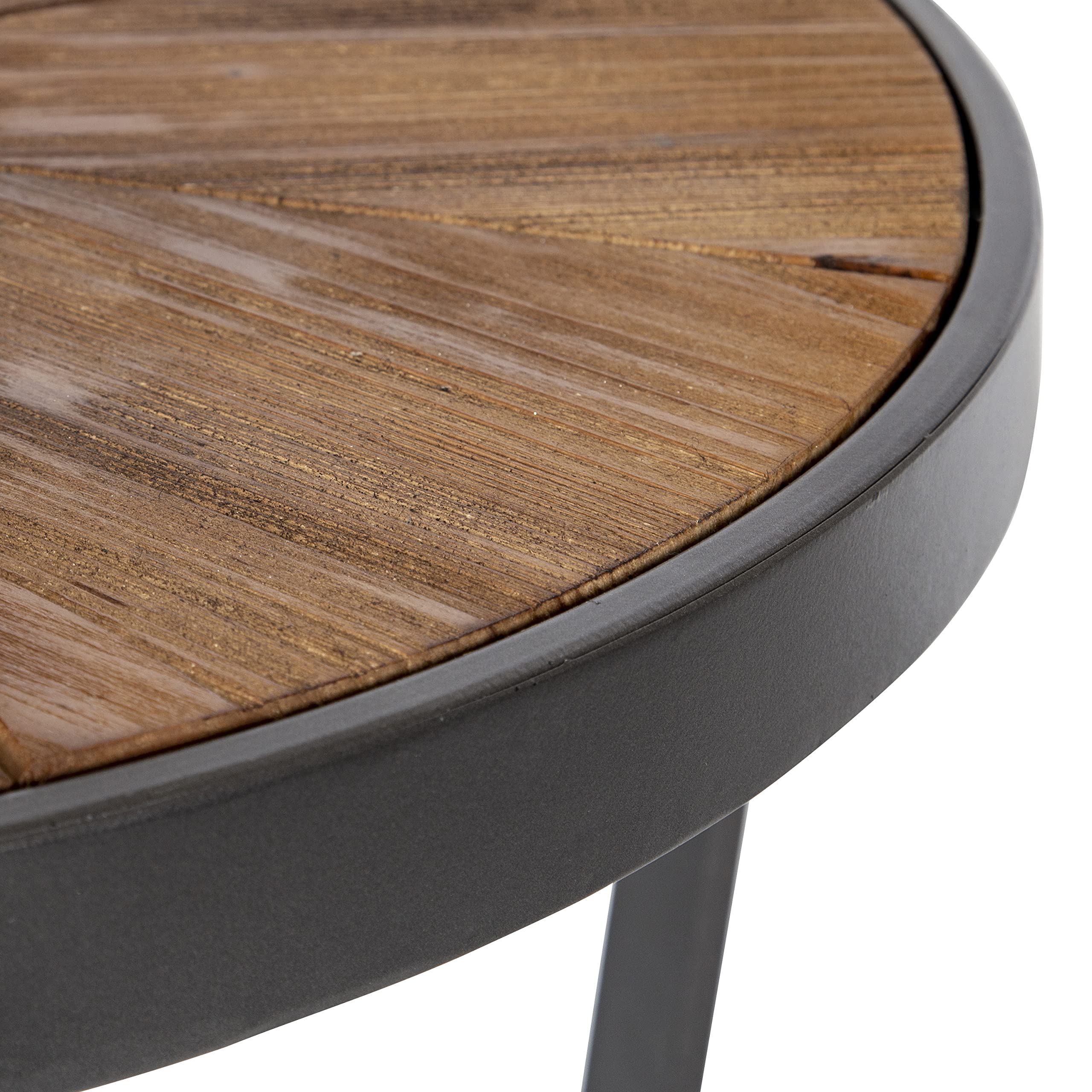 Kate and Laurel Farmhouse Gerhardt Round Wood and Metal Coffee Table - 24