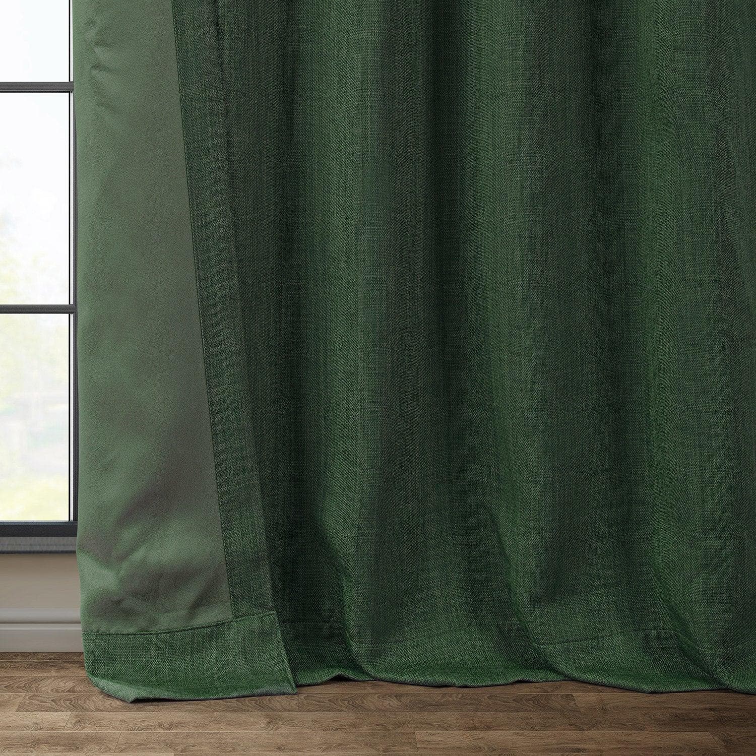 Key Green Textured Faux Linen Blackout Curtains for Bedroom & Living Room - Noise Reducing & Light Blocking Window Treatments for Better Sleep